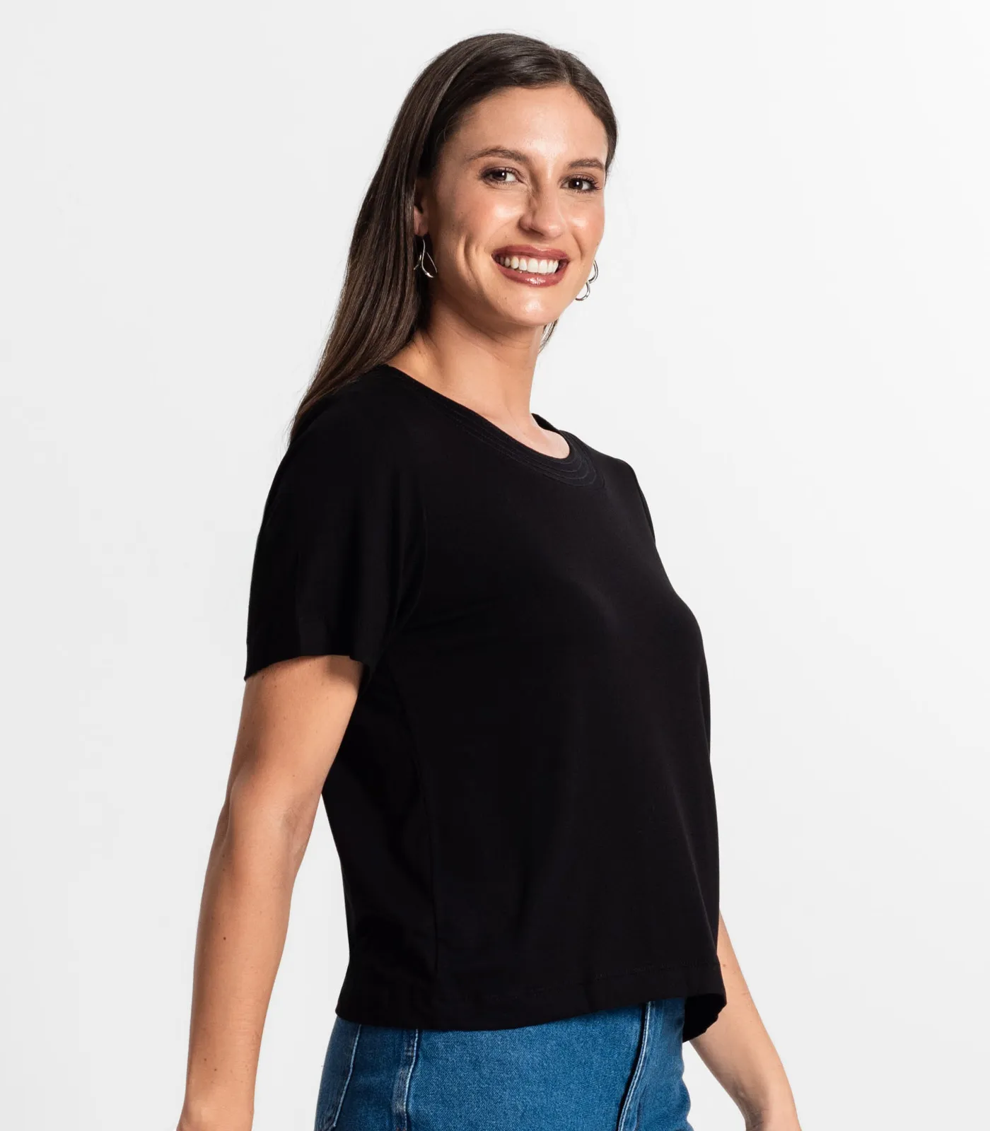 Blusa Feminina Manga Curta Rovitex Preto - Imagem 2