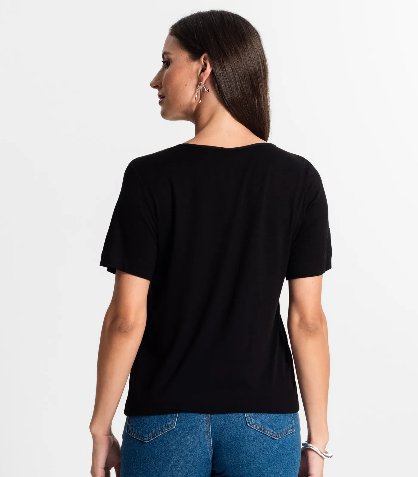 Blusa Feminina Manga Curta Rovitex Preto - Imagem 3