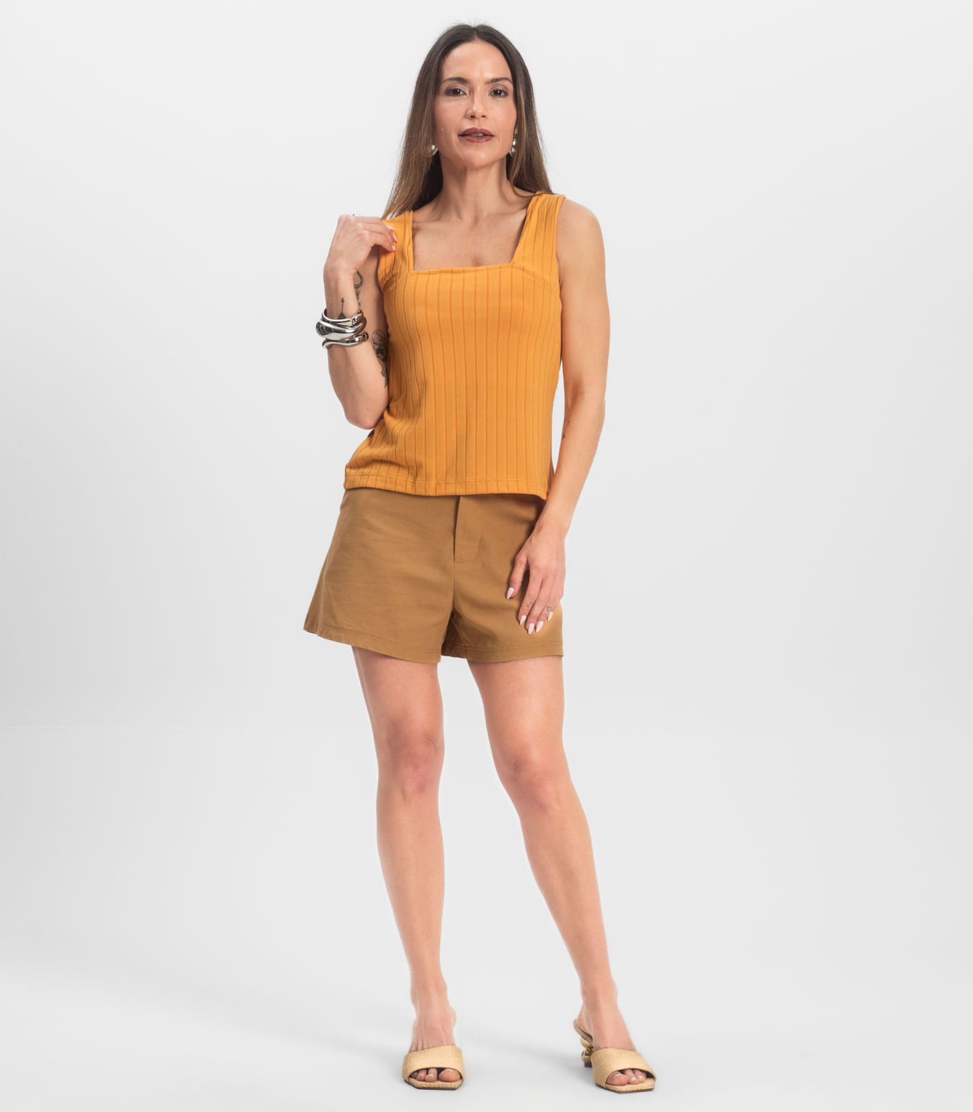 Regata Canelada Feminina Infinita Cor Amarelo - Imagem 7