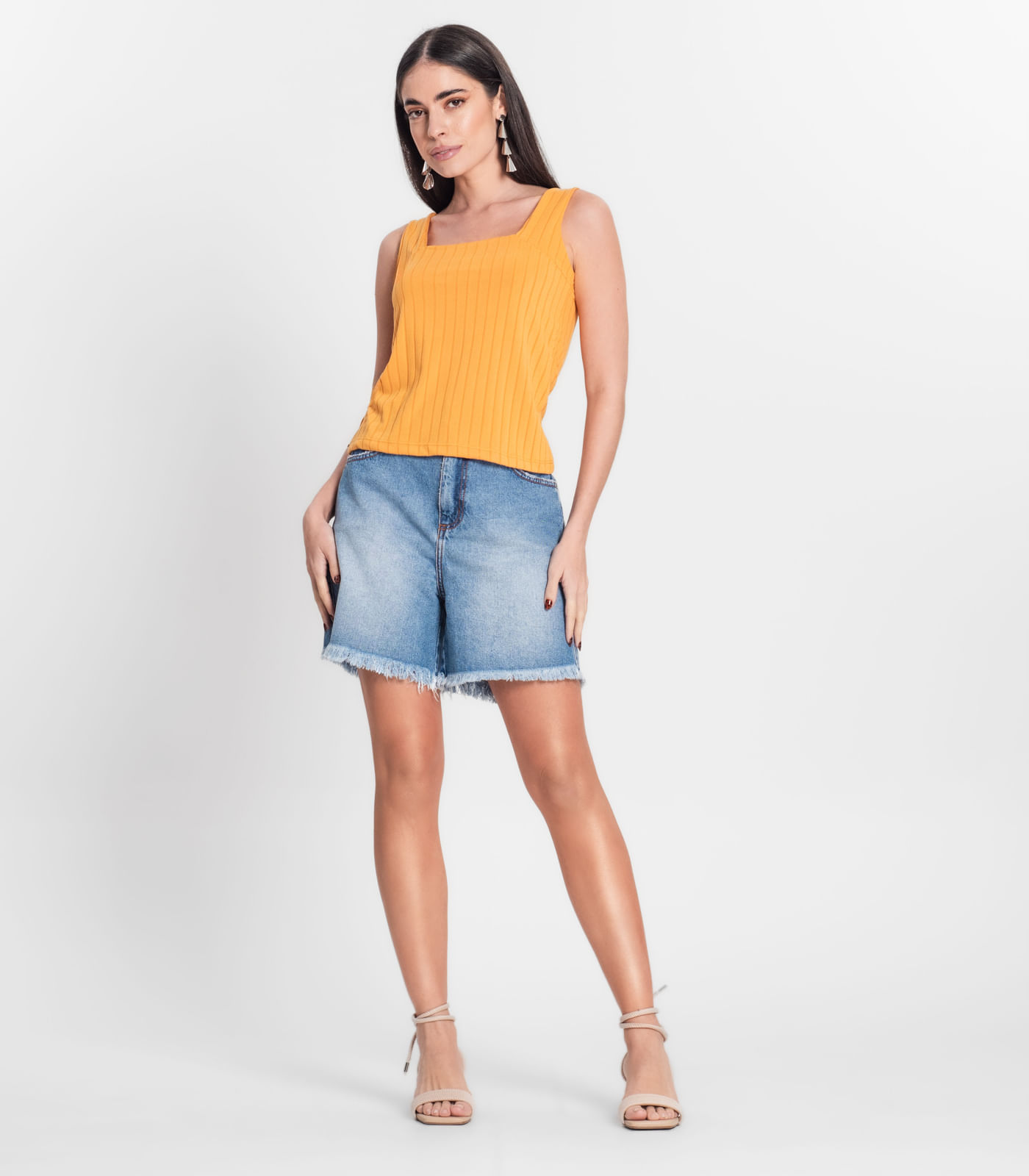 Regata Canelada Feminina Infinita Cor Amarelo - Imagem 8