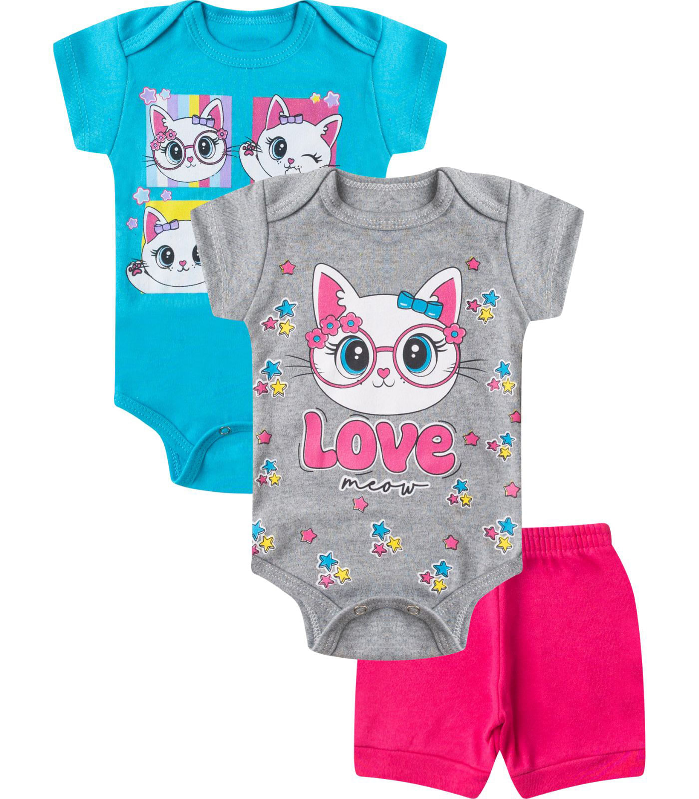 Kit Body Infantil Curto 3 Peças Select Rosa