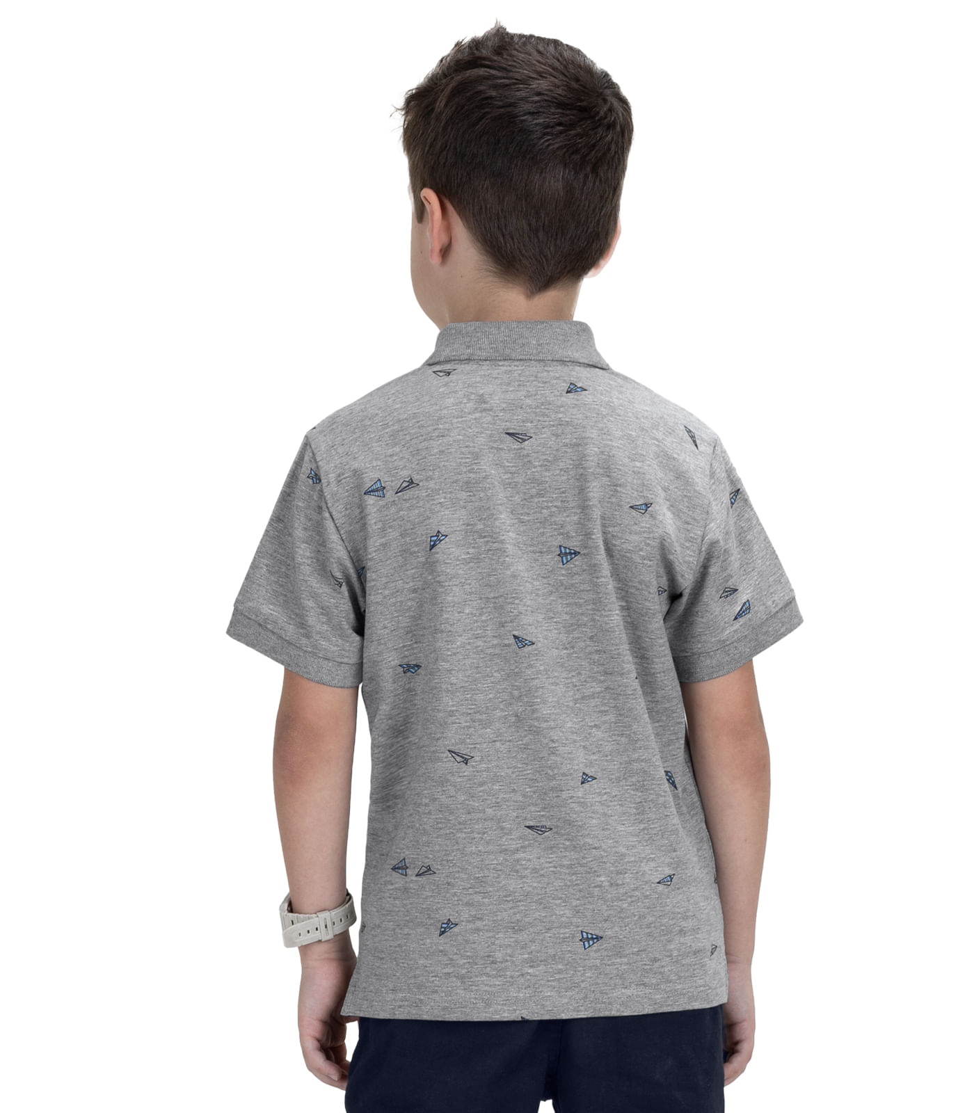 Camisa Polo Infantil Masculina Cotton Trick Nick Cinza - Imagem 26
