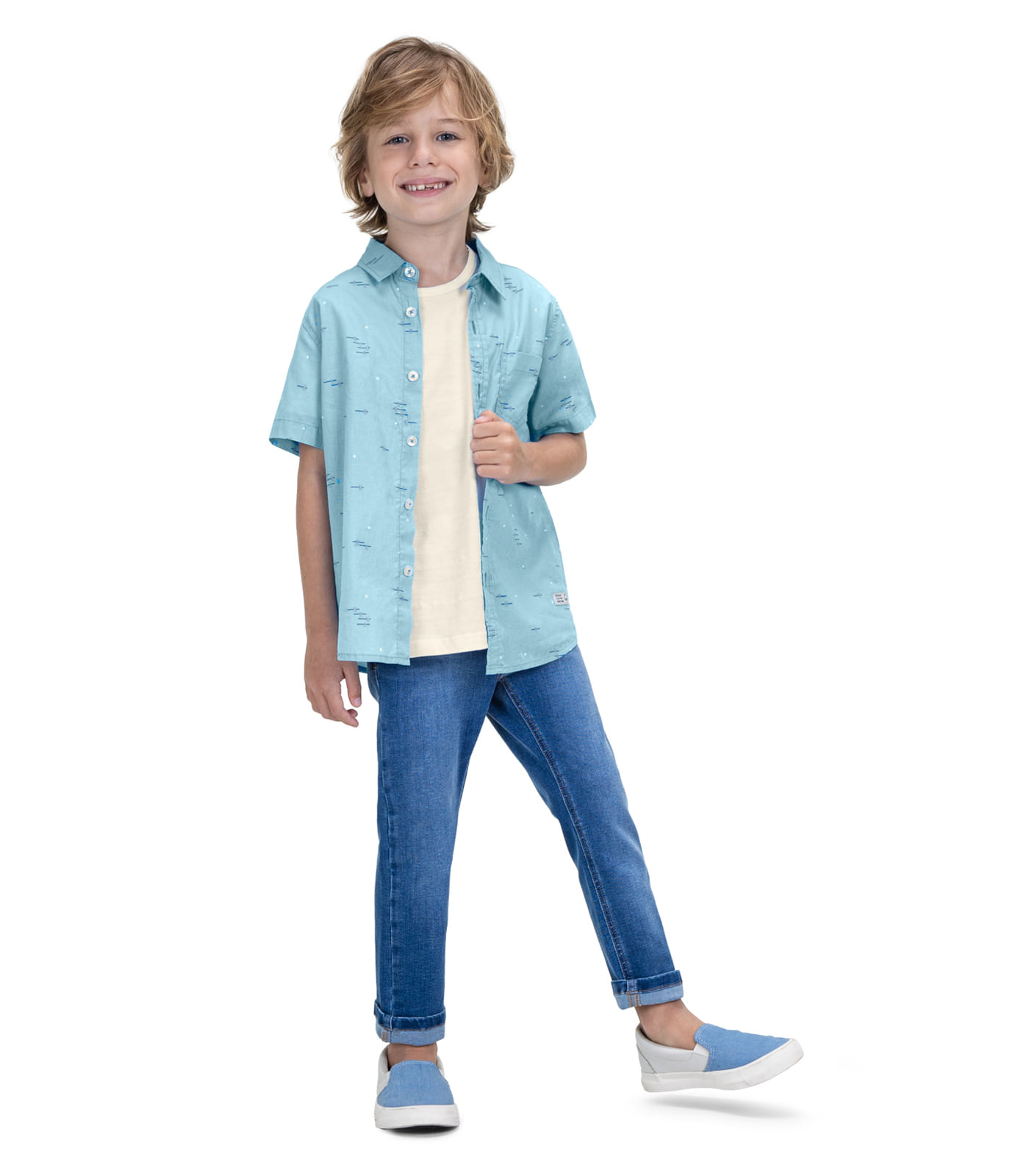 Camisa Infantil Masculina Estampada Trick Nick Azul - Imagem 23