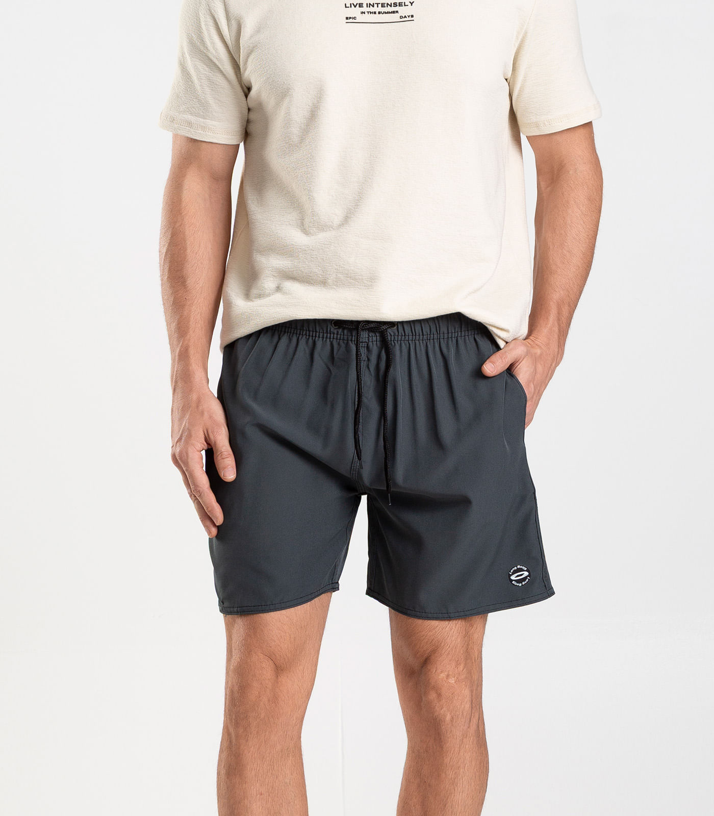 Bermuda Masculina Lisa De Microfibra Long Bong Cinza - Imagem 2