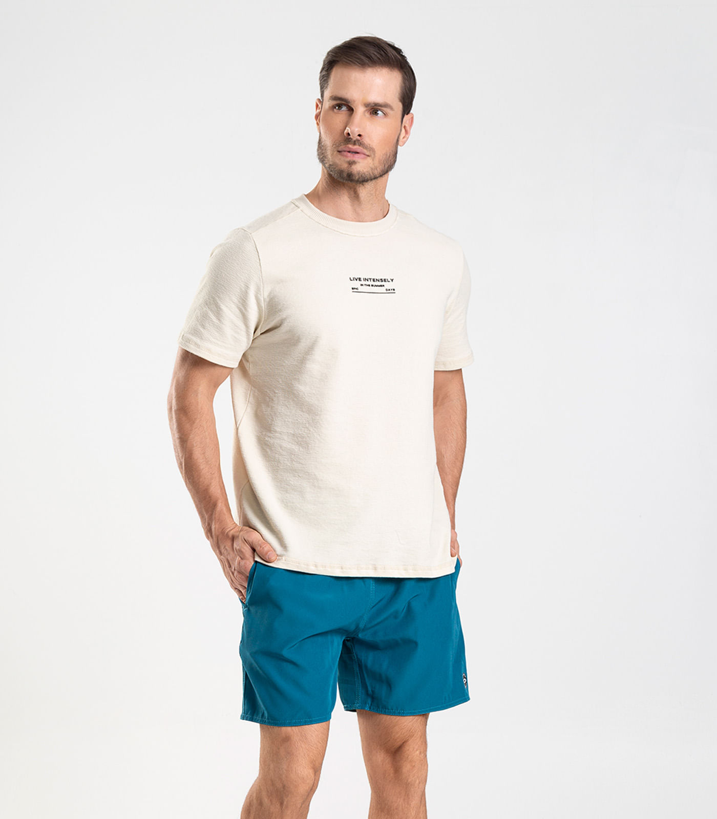 Bermuda Masculina Lisa De Microfibra Long Bong Azul - Imagem 9