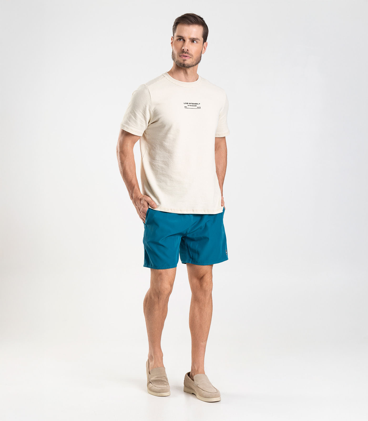 Bermuda Masculina Lisa De Microfibra Long Bong Azul - Imagem 4