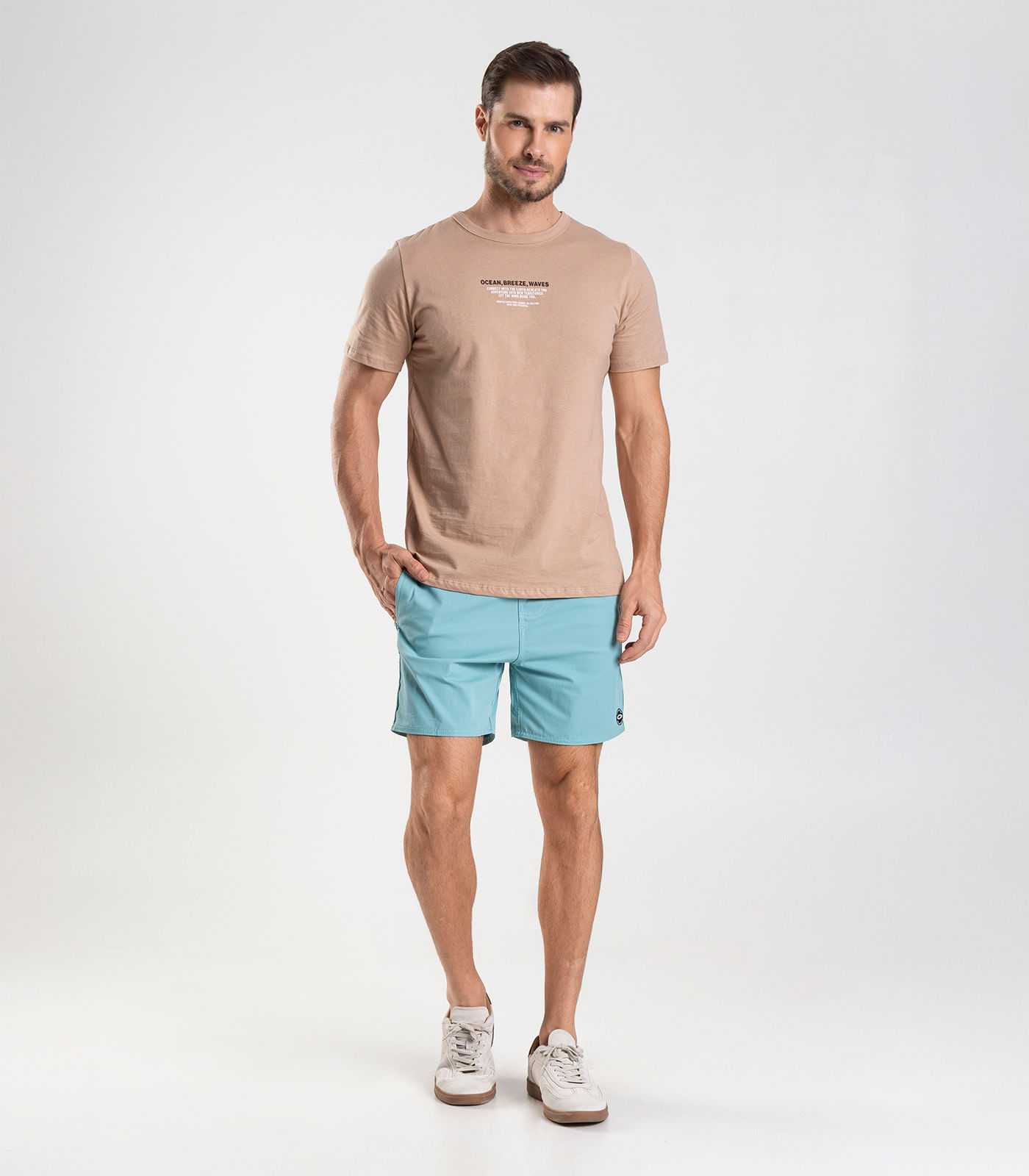 Bermuda Masculina De Microfibra Sarjada Long Bong Azul - Imagem 8