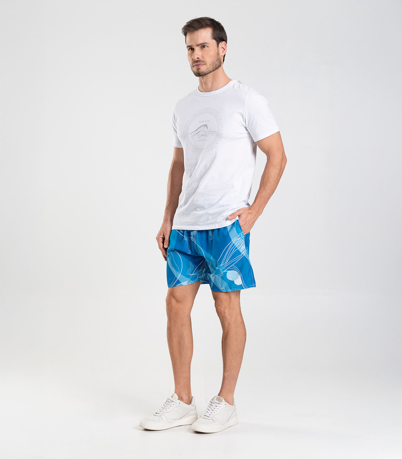 Bermuda Masculina De Microfibra Long Bong Azul - Imagem 4