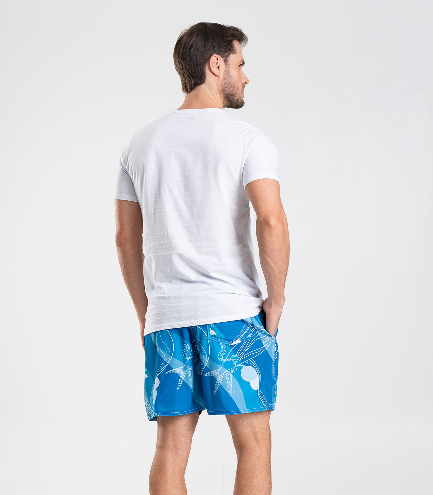 Bermuda Masculina De Microfibra Long Bong Azul - Imagem 10