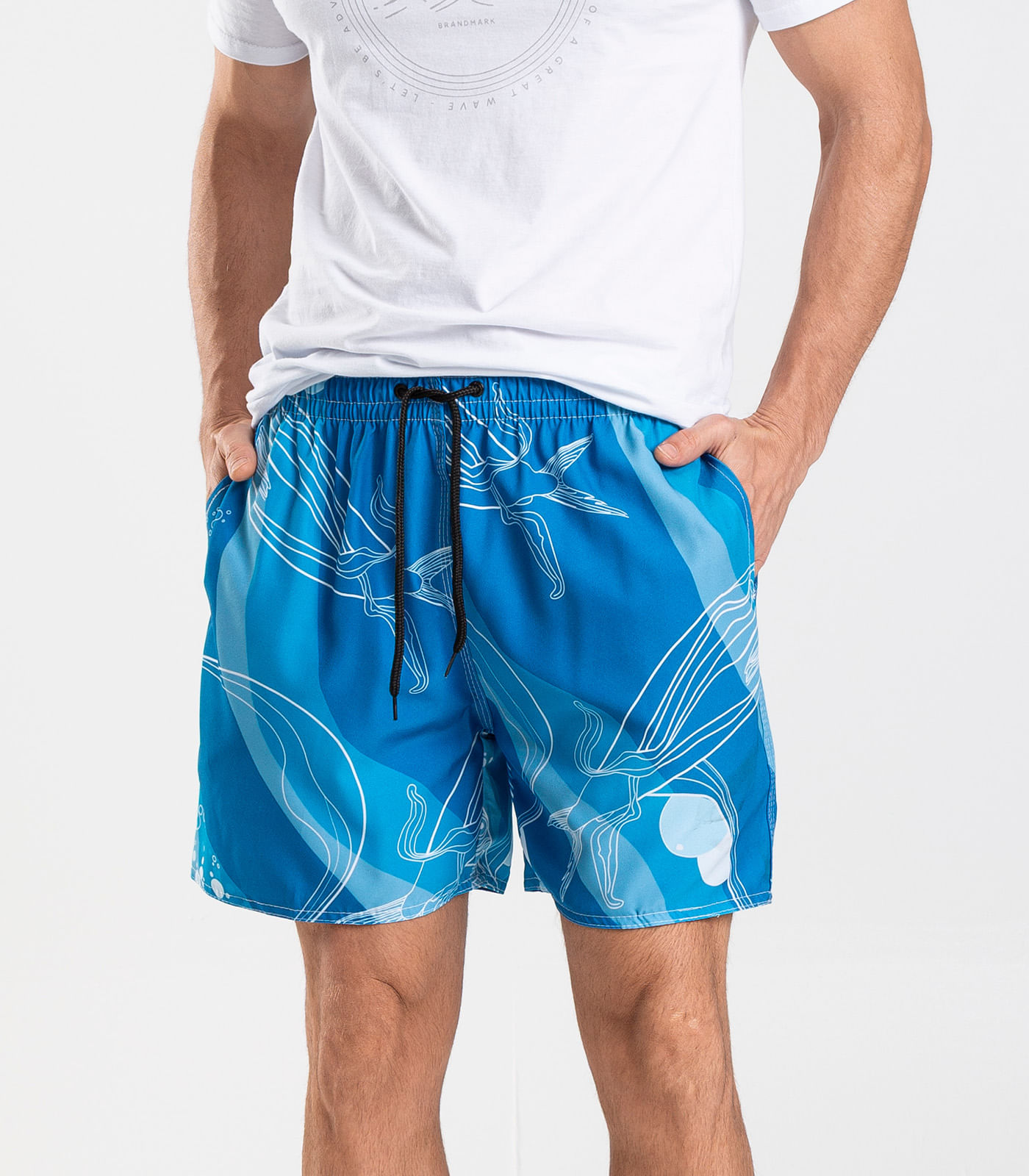 Bermuda Masculina De Microfibra Long Bong Azul - Imagem 15