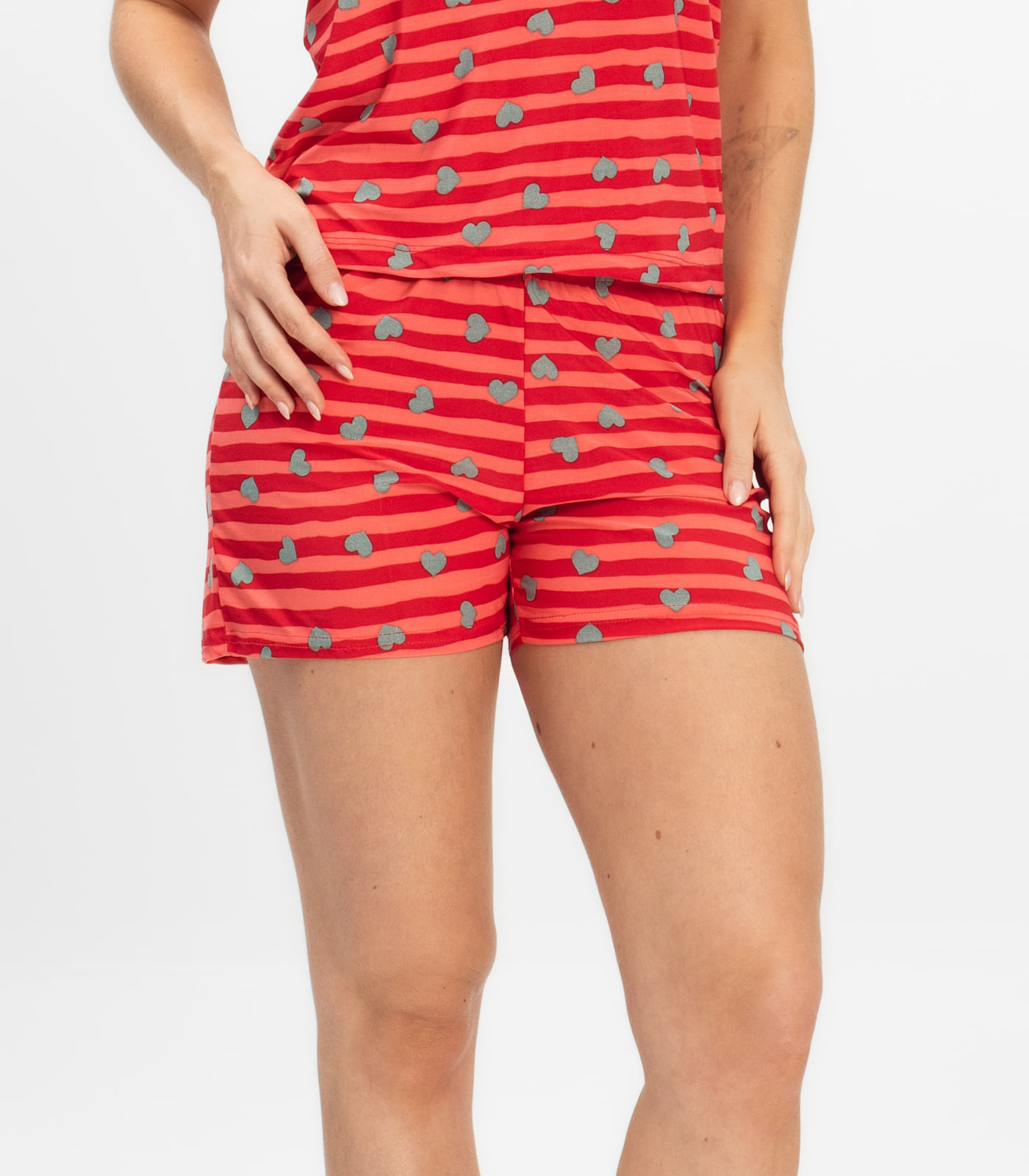 Short Doll Curto Feminino De Liganete Bella Ana Vermelho - Imagem 3