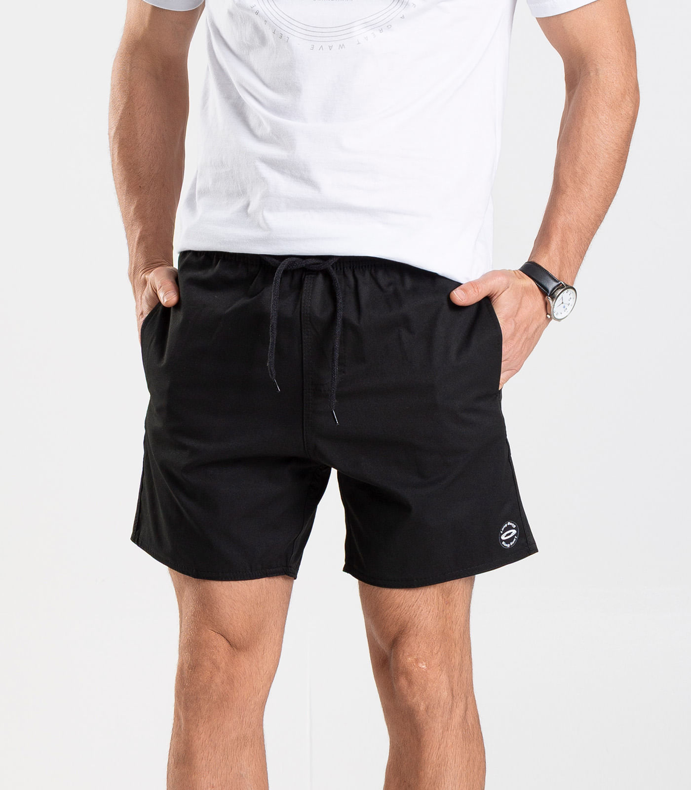 Bermuda Masculina De Microfibra Sarjada Long Bong Preto - Imagem 3