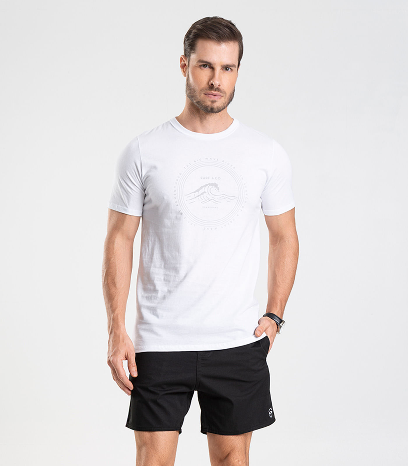 Bermuda Masculina De Microfibra Sarjada Long Bong Preto - Imagem 13