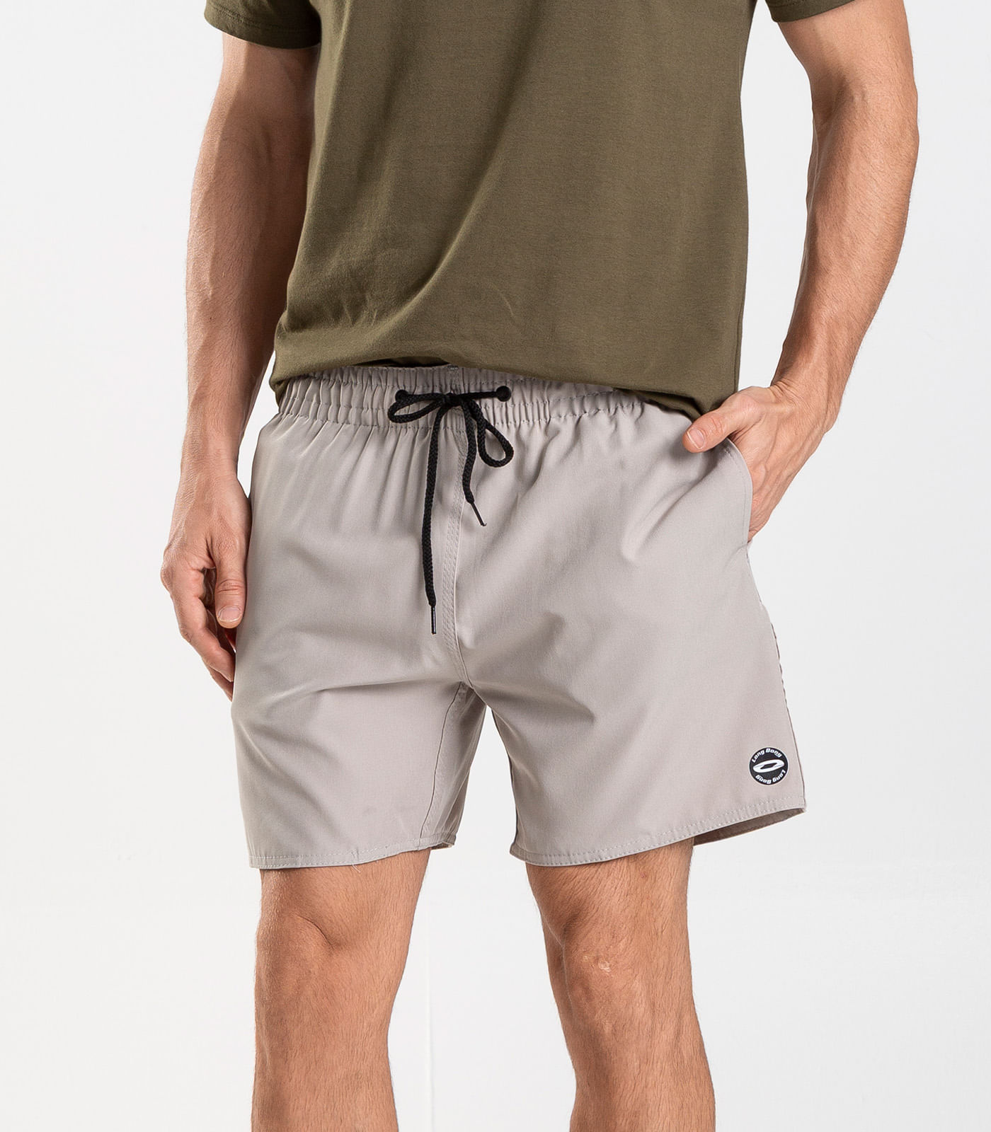 Bermuda Masculina Lisa De Microfibra Long Bong Bege - Imagem 15