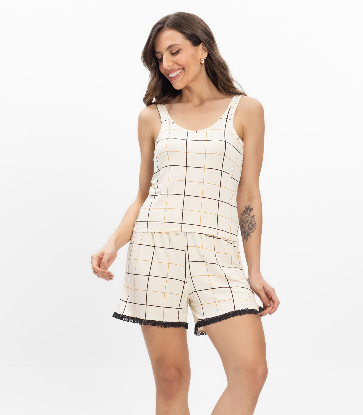 Pijama Regata Feminino Regata Infinita Cor Bege