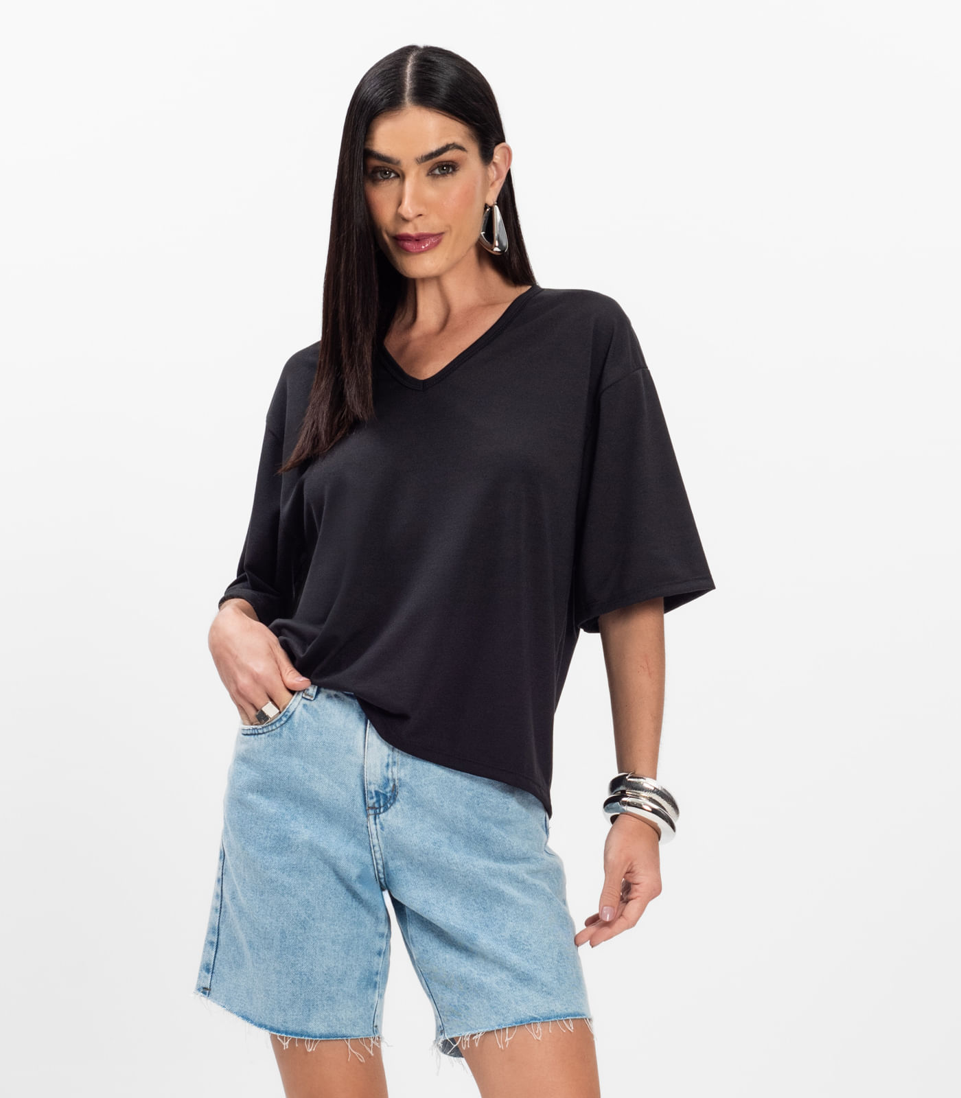 Blusa Feminina Devote V Infinita Cor Preto
