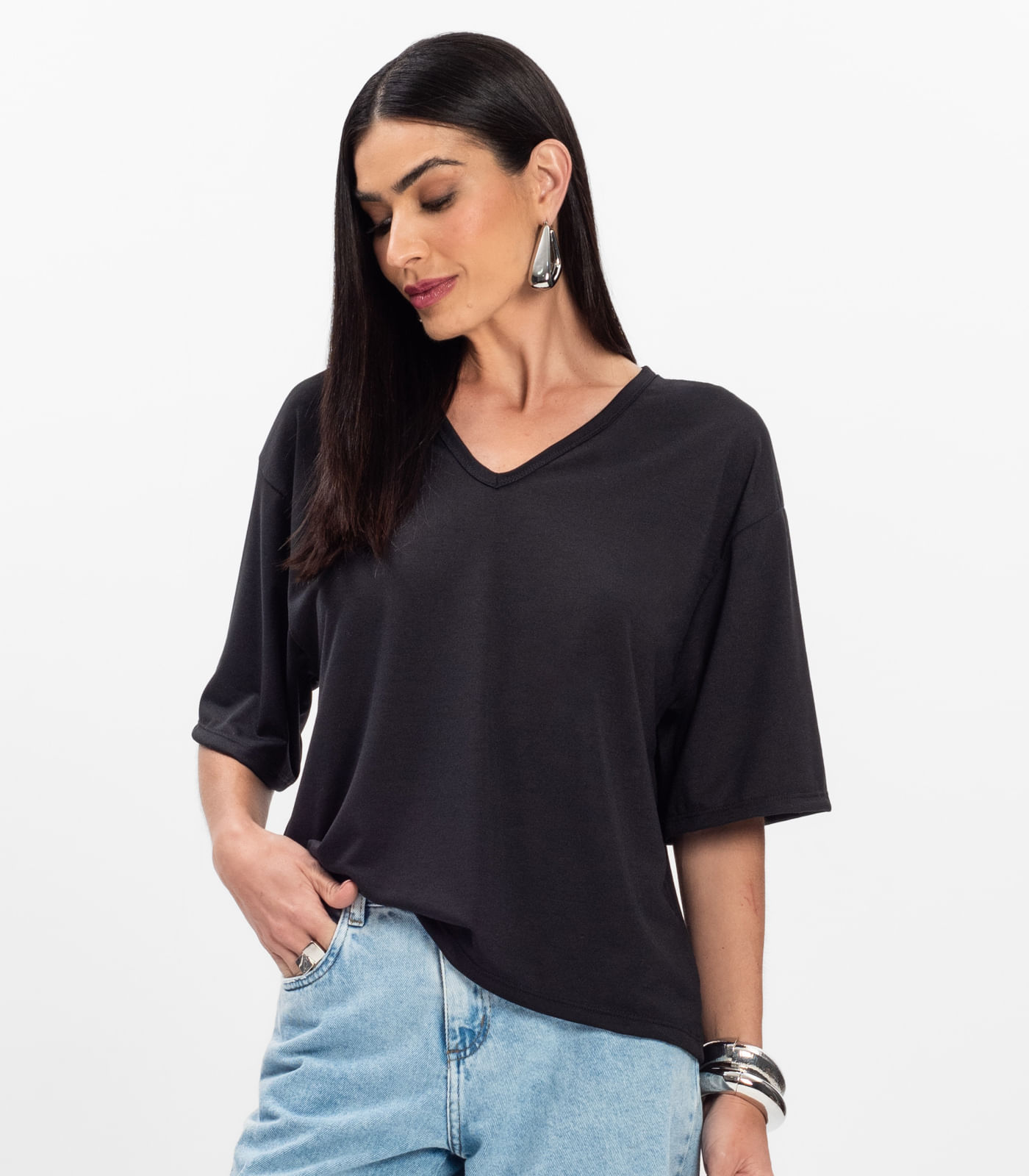 Blusa Feminina Devote V Infinita Cor Preto - Imagem 2