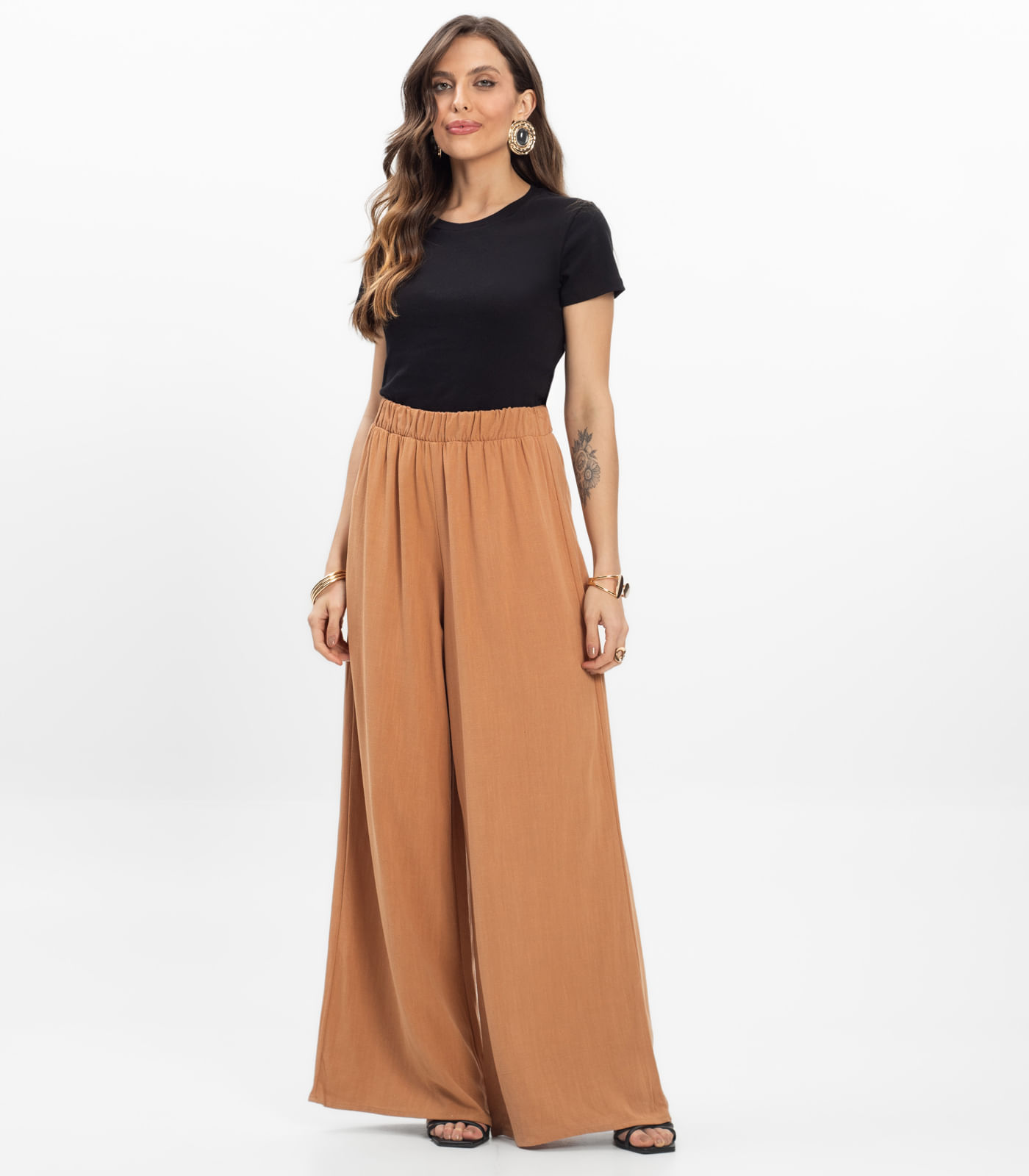 Calça Feminina Pantalona Lisa Select Chocolate