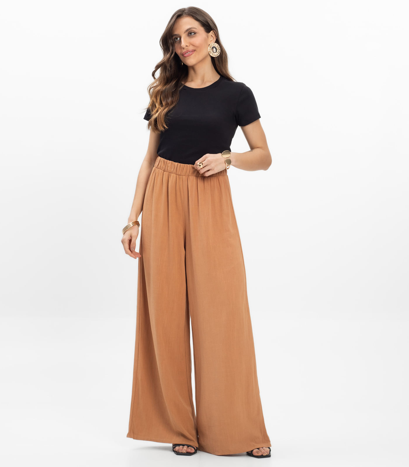 Calça Feminina Pantalona Lisa Select Chocolate - Imagem 4