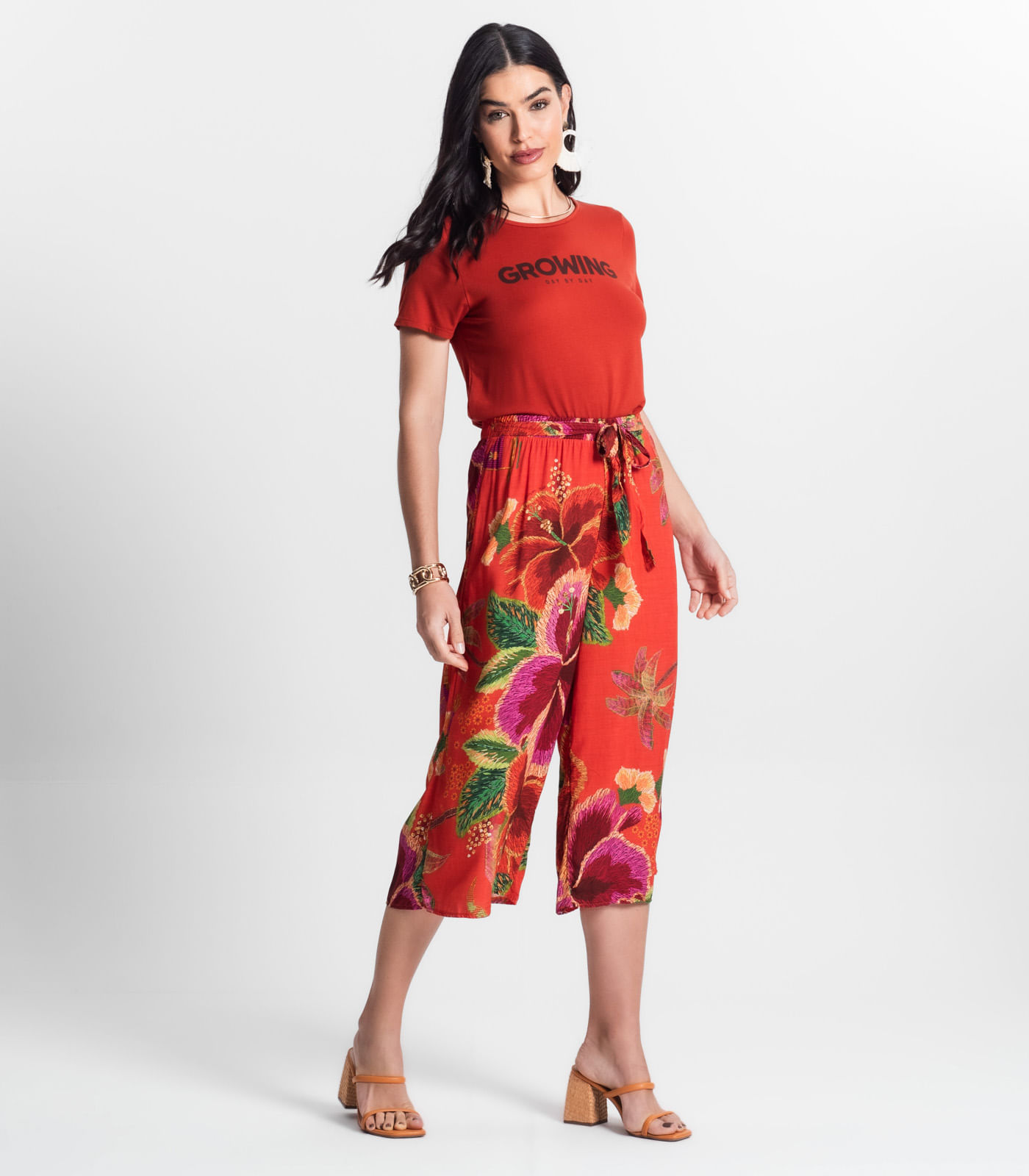 Calça Pantacourt Infinita Cor Laranja - Imagem 4