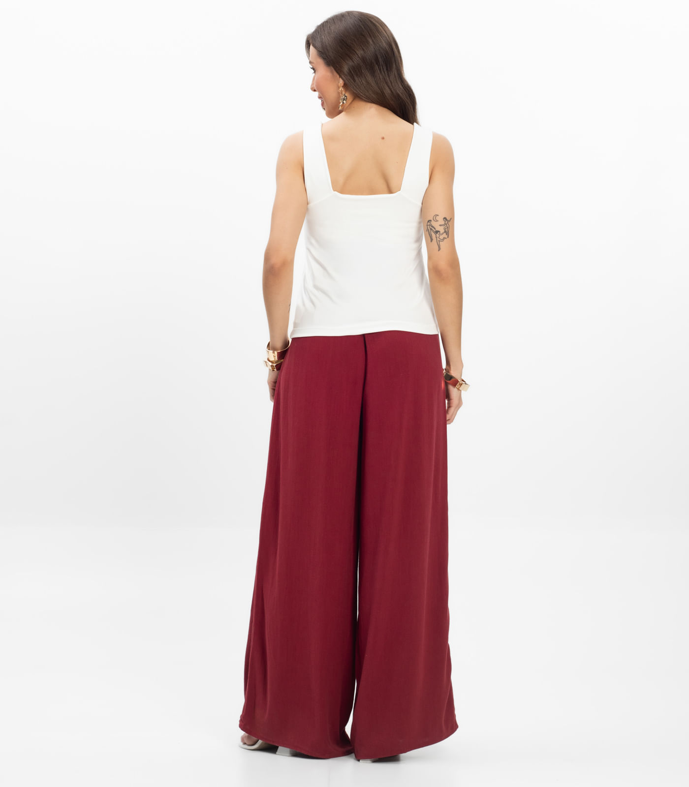 Calça Feminina Pantalona Lisa Select Vermelho - Imagem 7