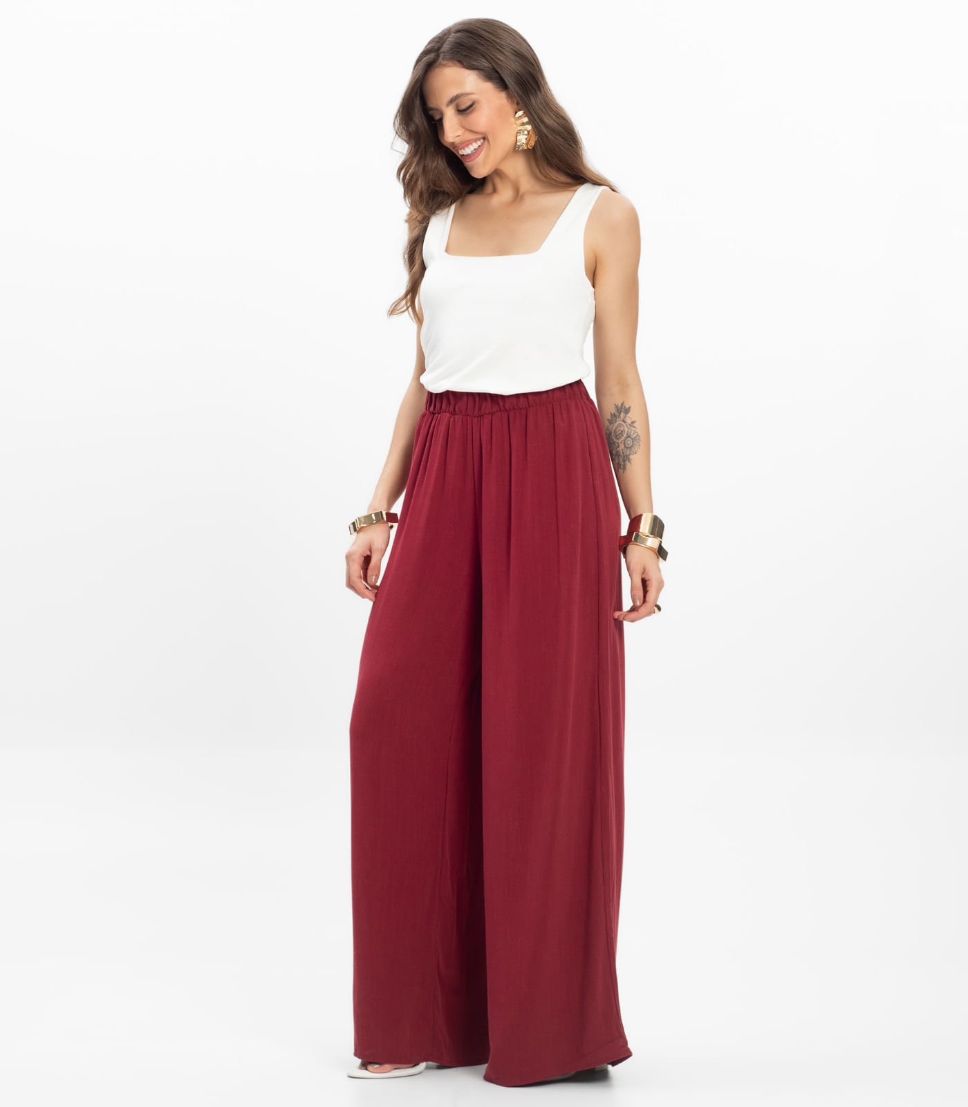 Calça Feminina Pantalona Lisa Select Vermelho - Imagem 8
