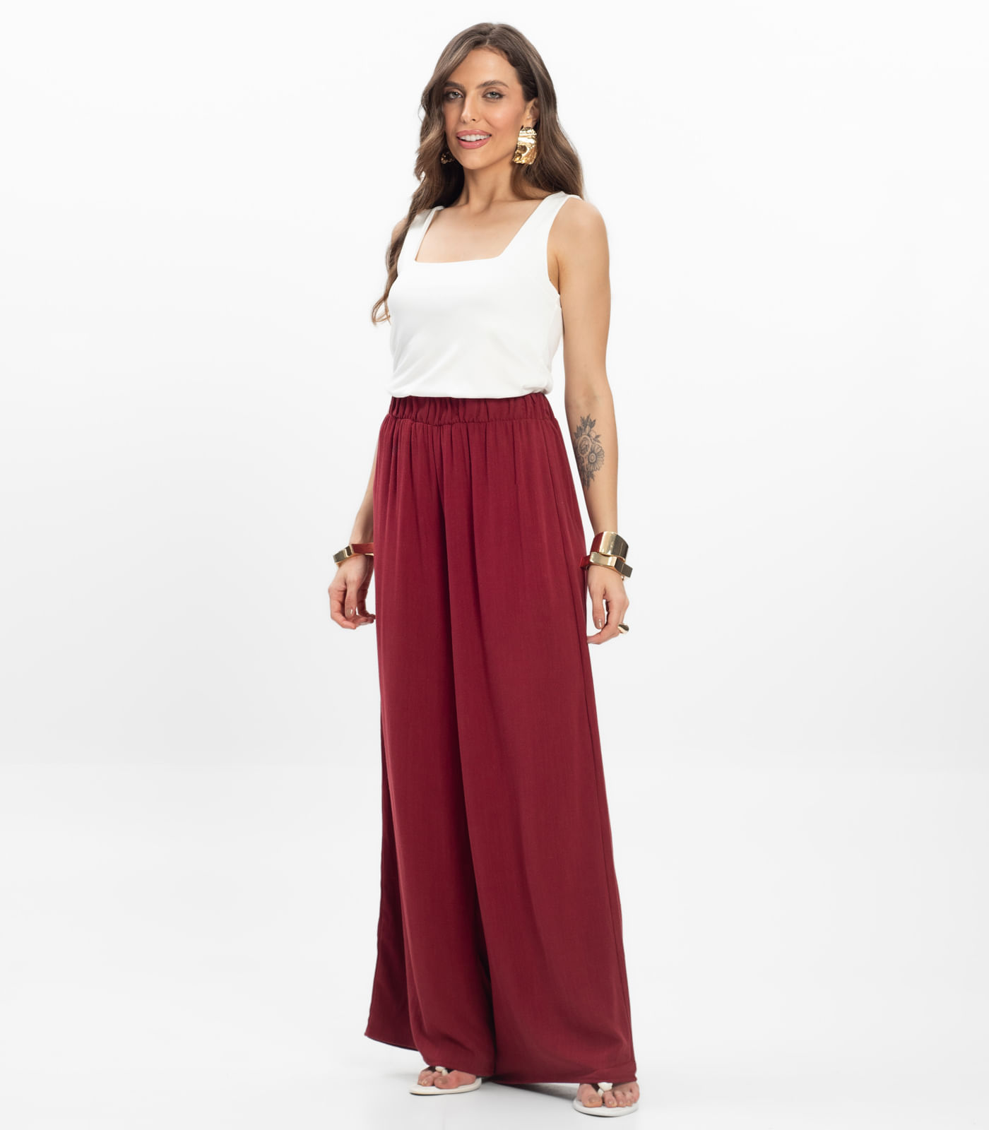 Calça Feminina Pantalona Lisa Select Vermelho - Imagem 13