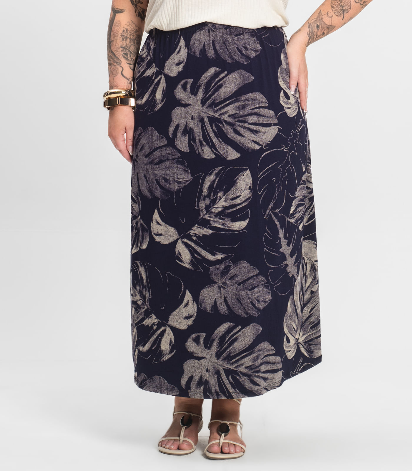 Saia Midi Plus Size Infinita Cor Azul - Imagem 10