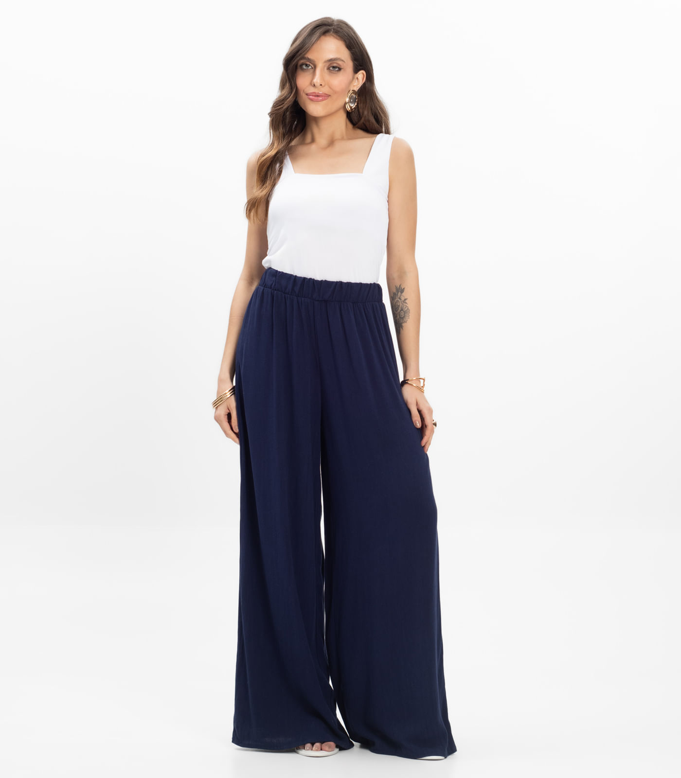 Calça Feminina Pantalona Lisa Select Azul