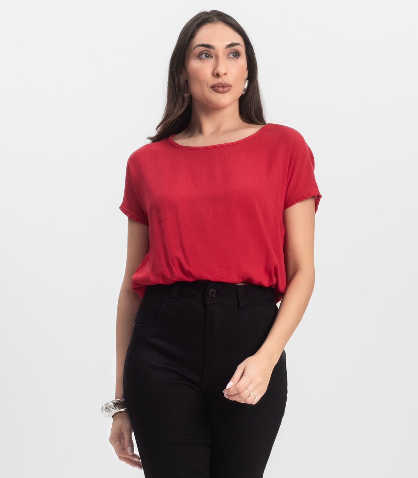 Blusa Feminina manga curta Infinita Cor Vermelho - Imagem 9
