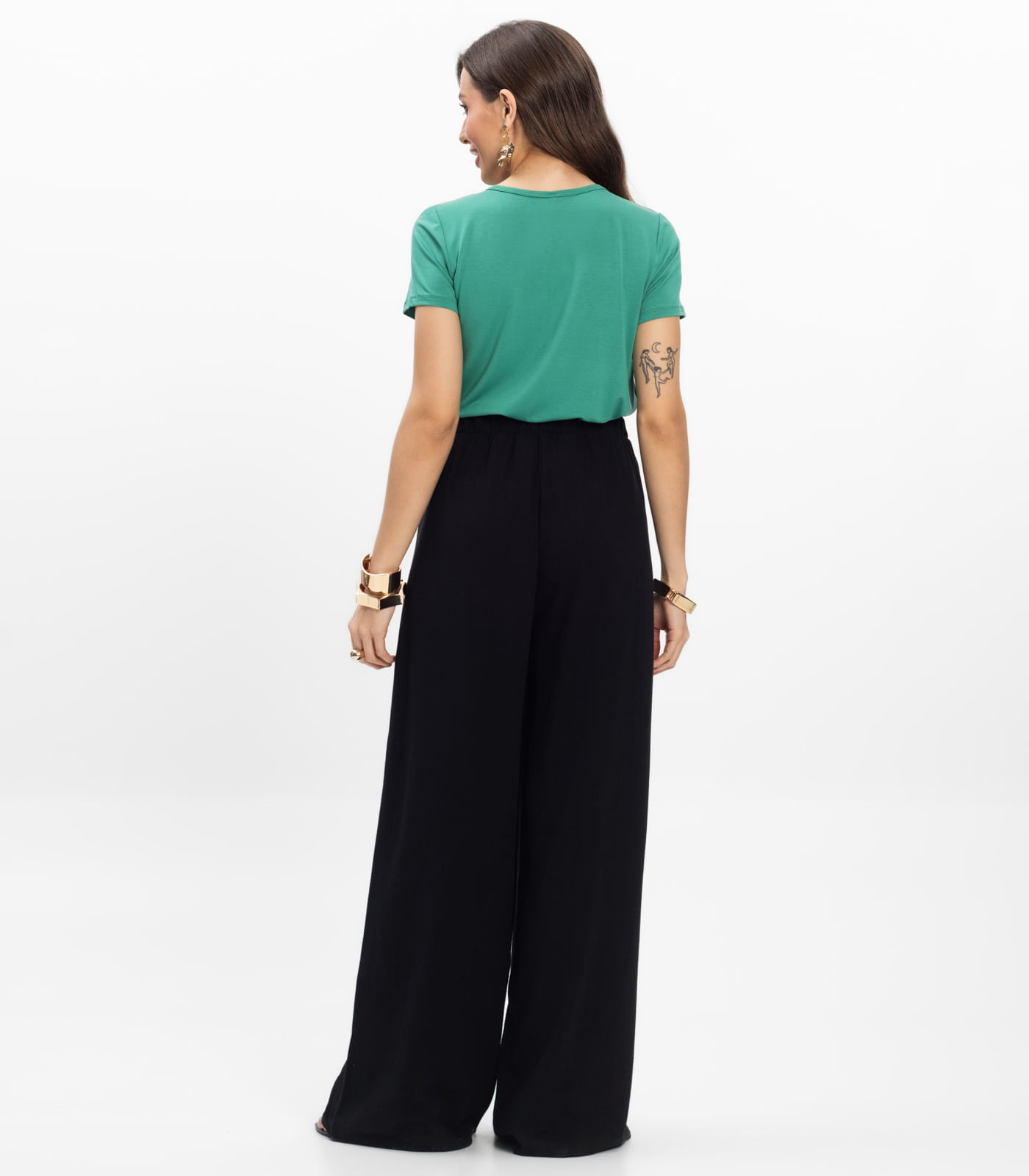 Calça Feminina Pantalona Lisa Select Preto - Imagem 11