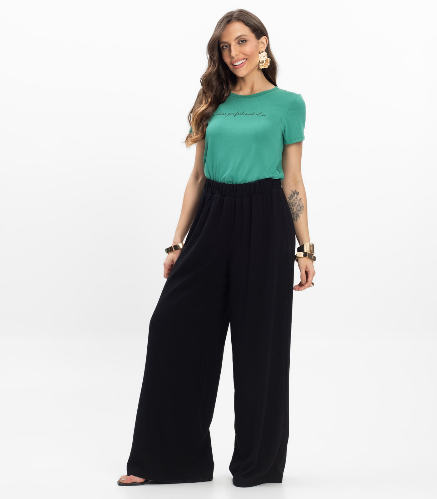 Calça Feminina Pantalona Lisa Select Preto