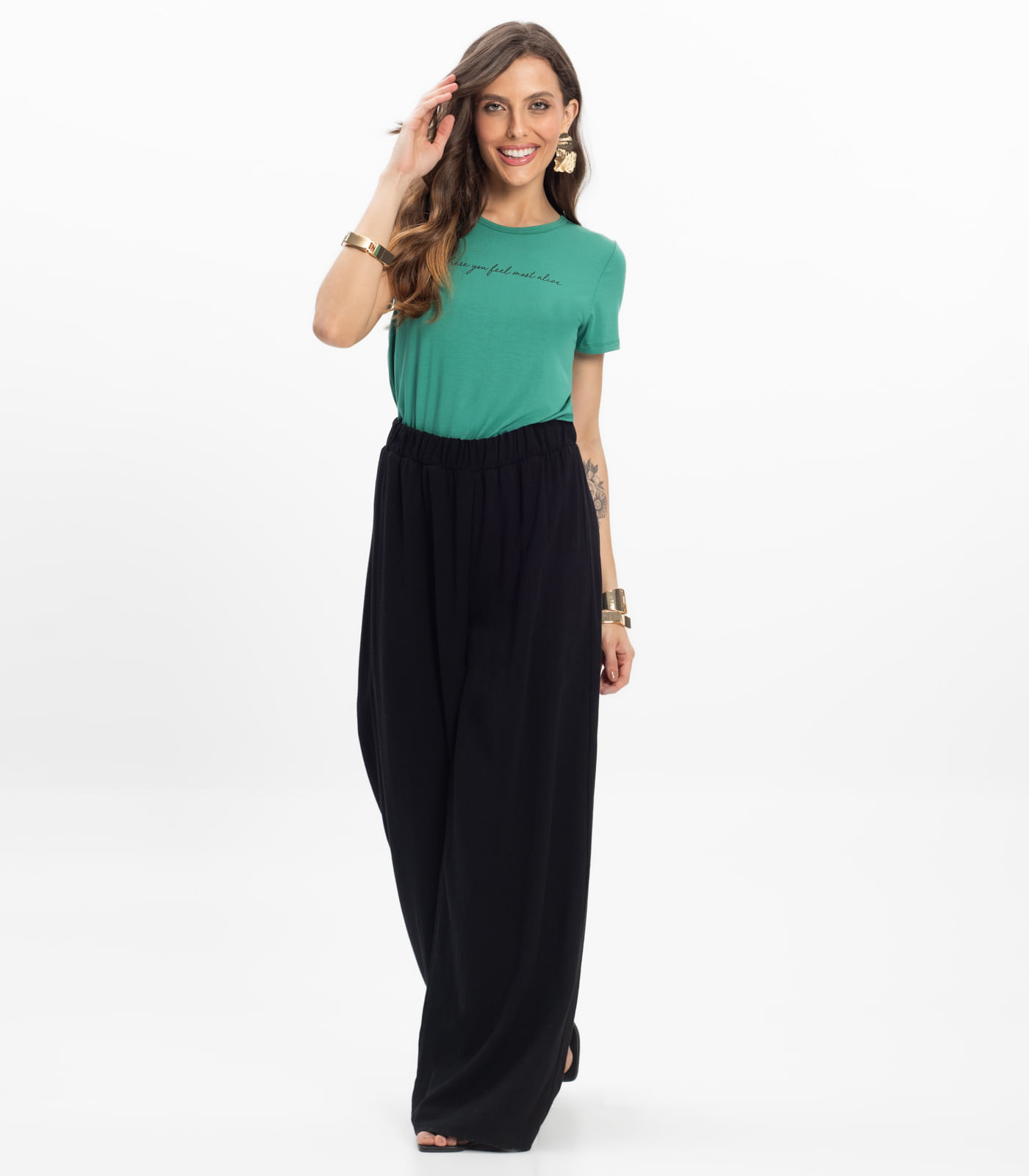 Calça Feminina Pantalona Lisa Select Preto - Imagem 4