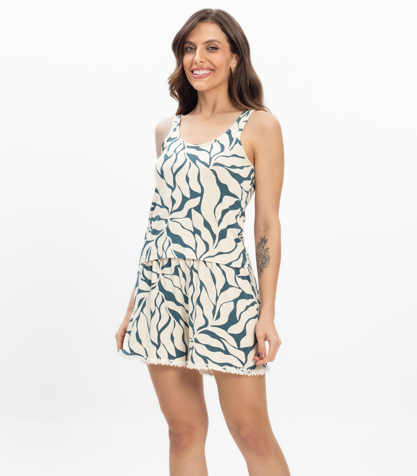 Pijama Regata Feminino Regata Infinita Cor Verde