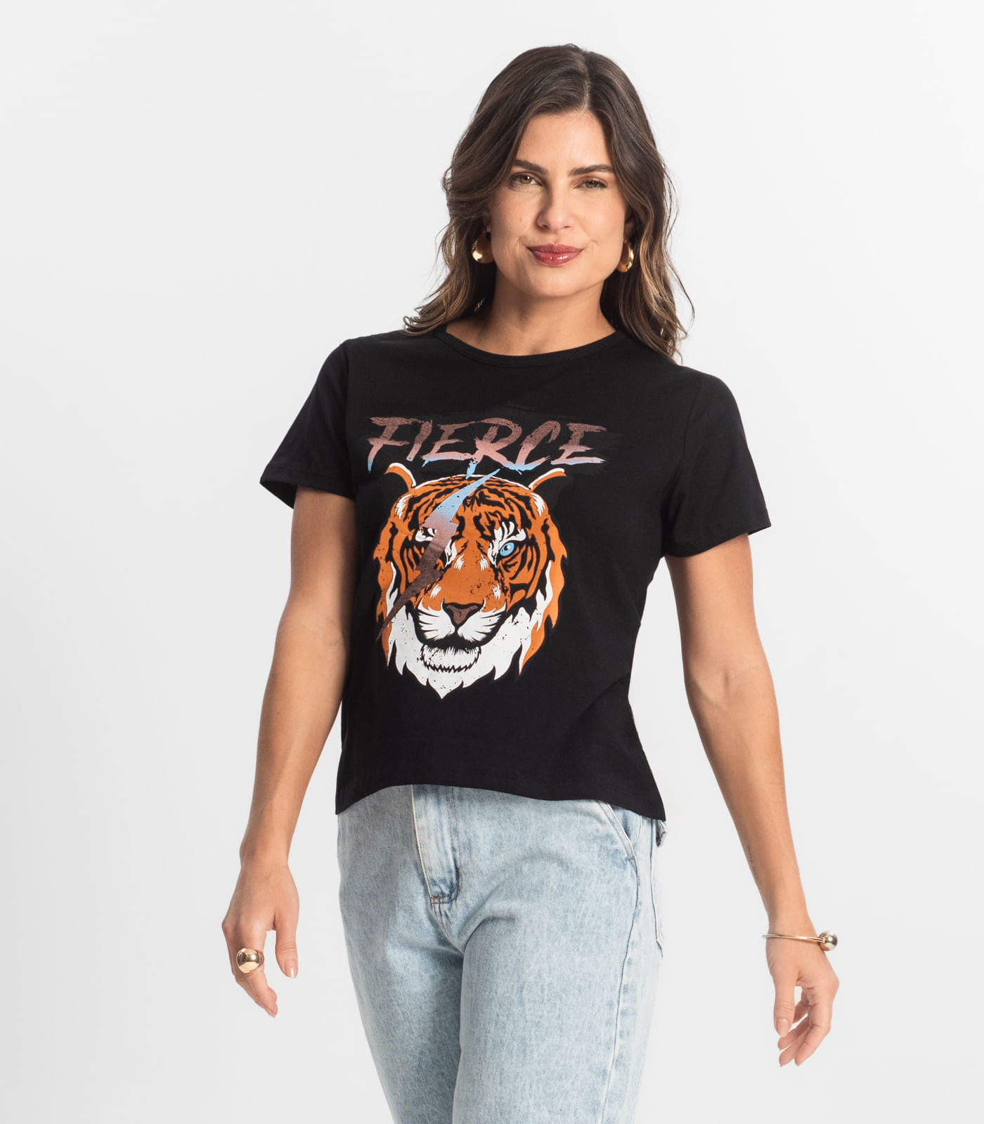 Blusa T-Shirt Feminina Estampada Select Preto - Imagem 9