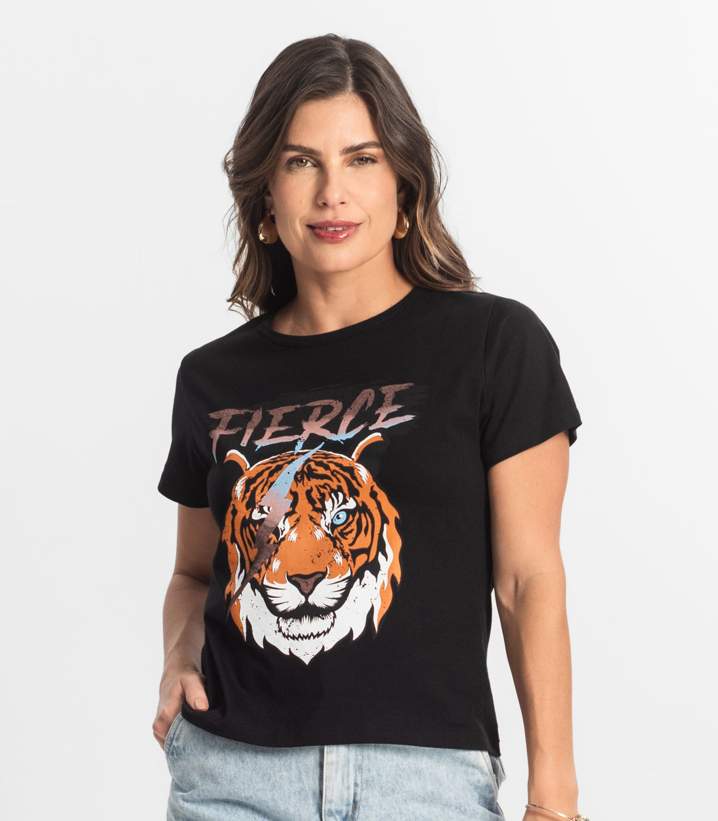 Blusa T-Shirt Feminina Estampada Select Preto - Imagem 14