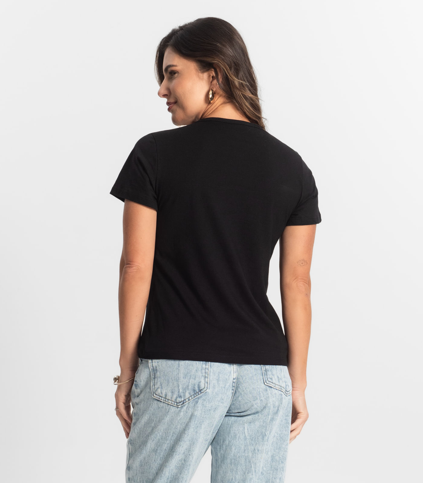Blusa T-Shirt Feminina Estampada Select Preto - Imagem 7