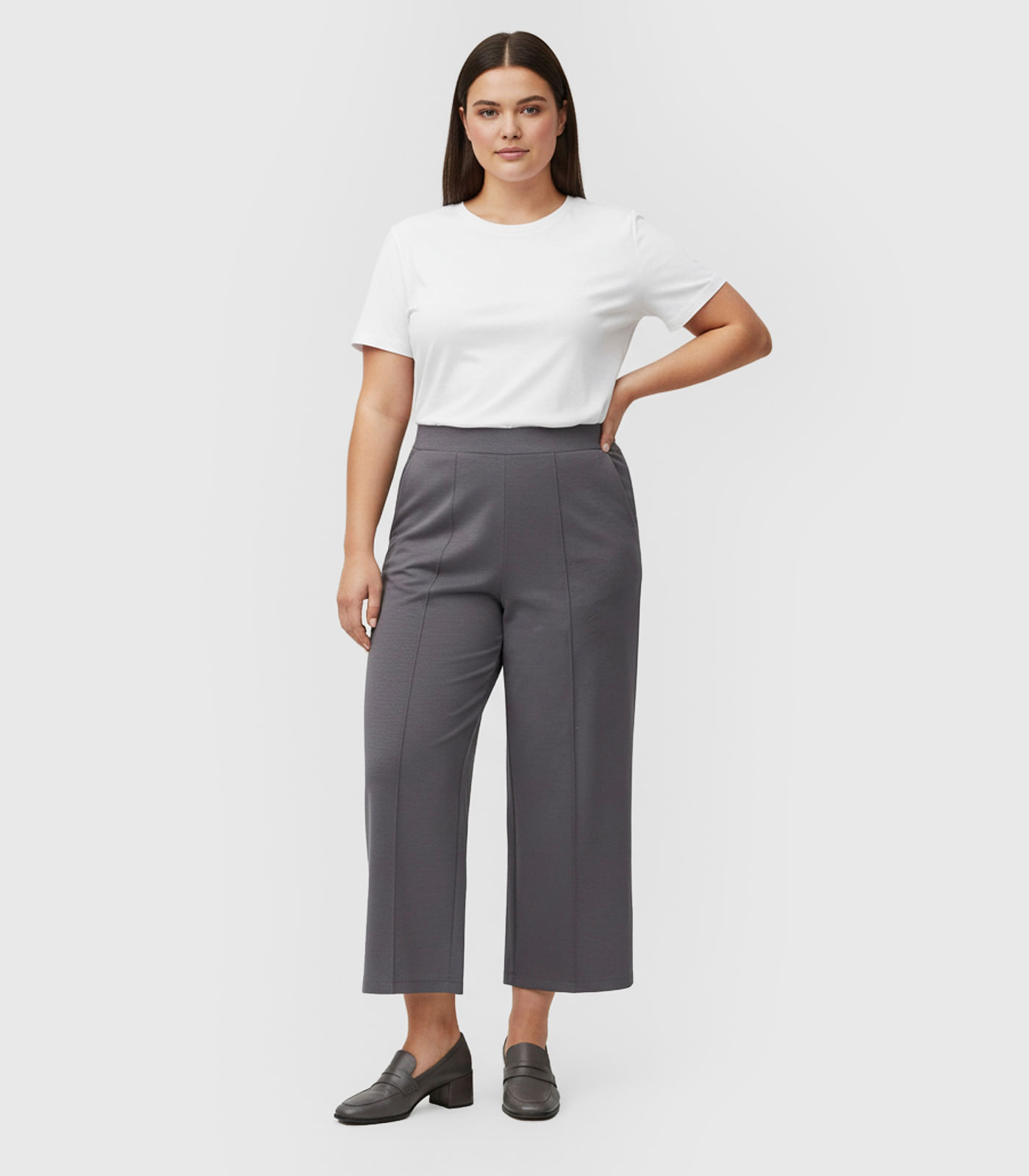 Calça Feminina Pantalona Plus Size Renaluci Cinza - Imagem 9