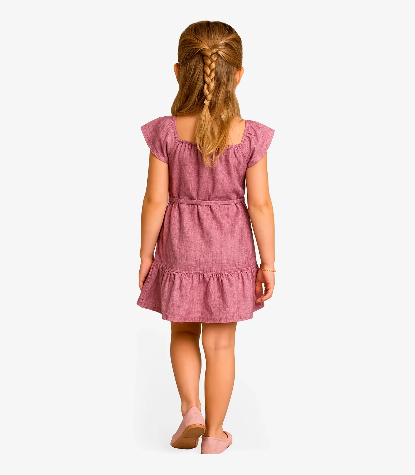 Vestido Curto Infantil Com Cinto De Algodão Select Vermelho - Imagem 6