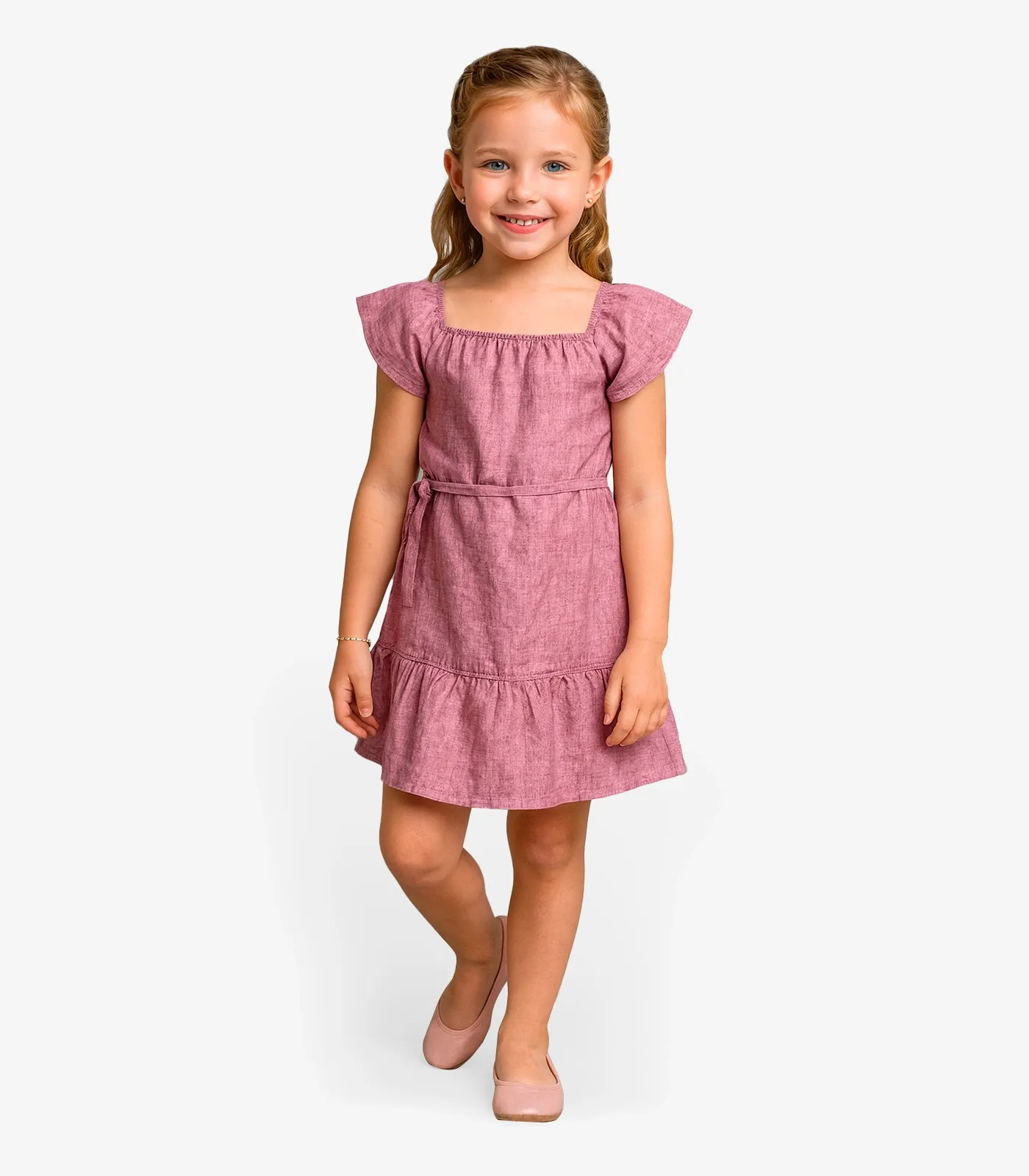Vestido Curto Infantil Com Cinto De Algodão Select Vermelho - Imagem 13