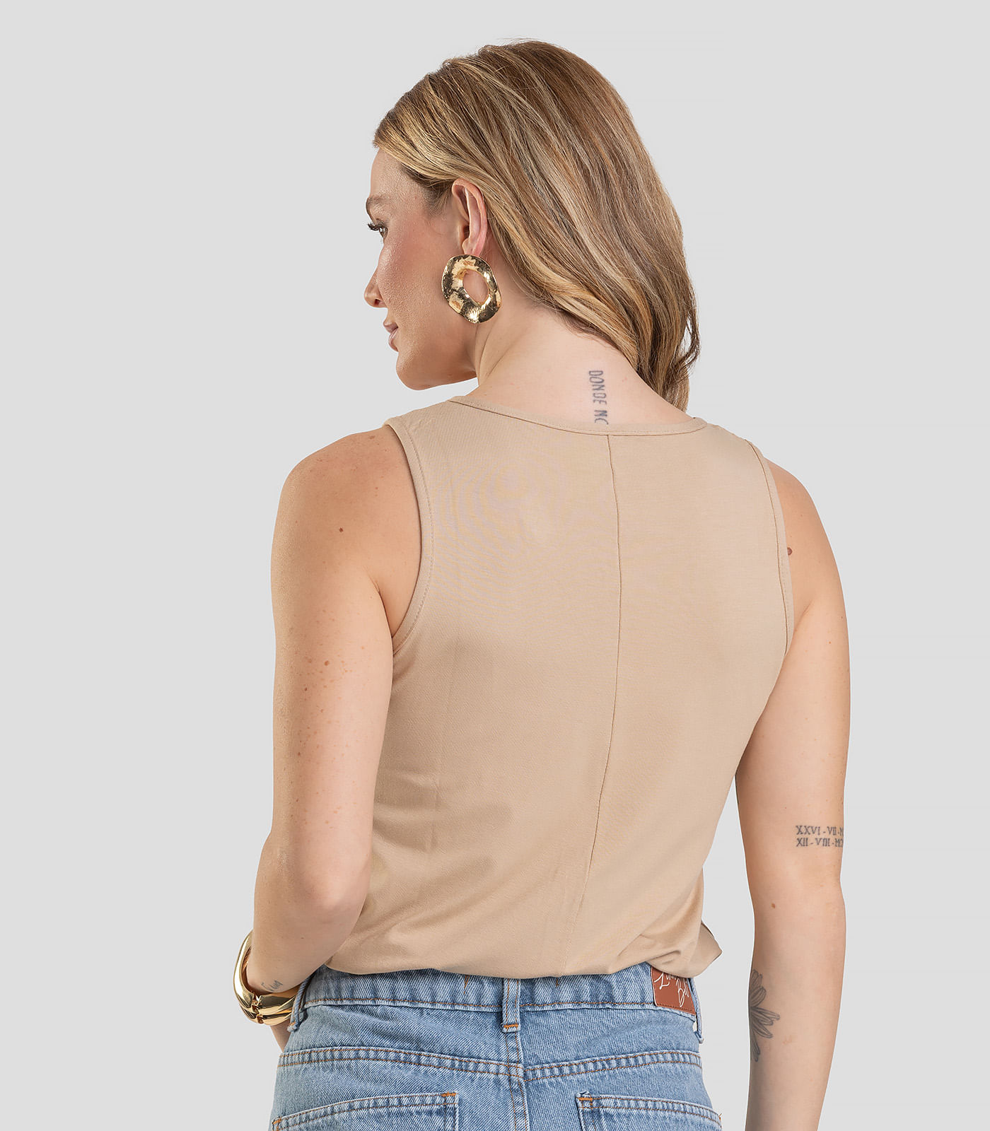 Blusa Feminina Lisa Infinita Cor Bege - Imagem 8