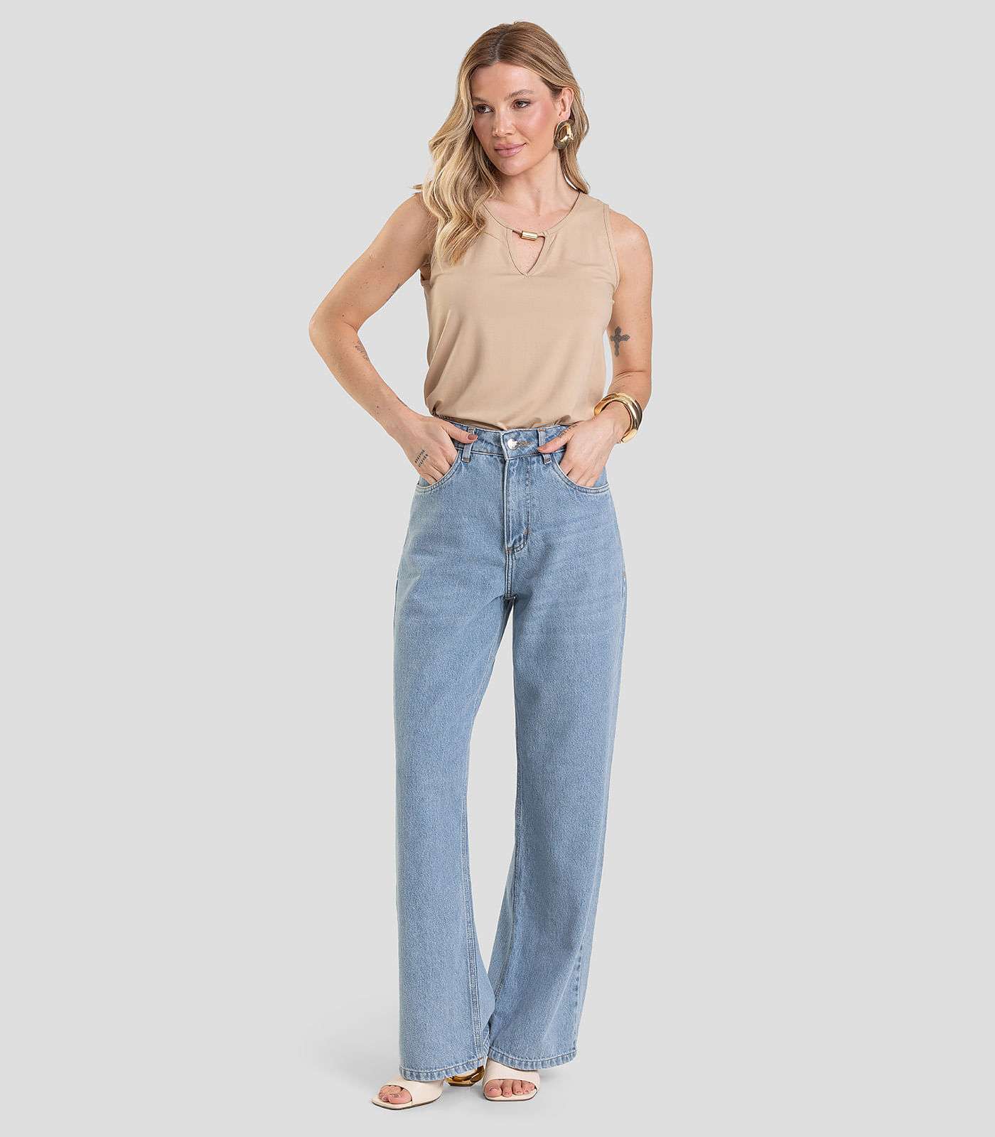 Blusa Feminina Lisa Infinita Cor Bege - Imagem 2