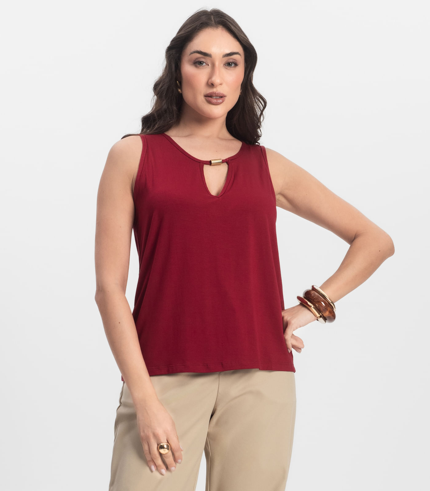 Blusa Feminina Lisa Infinita Cor Vermelho - Imagem 5