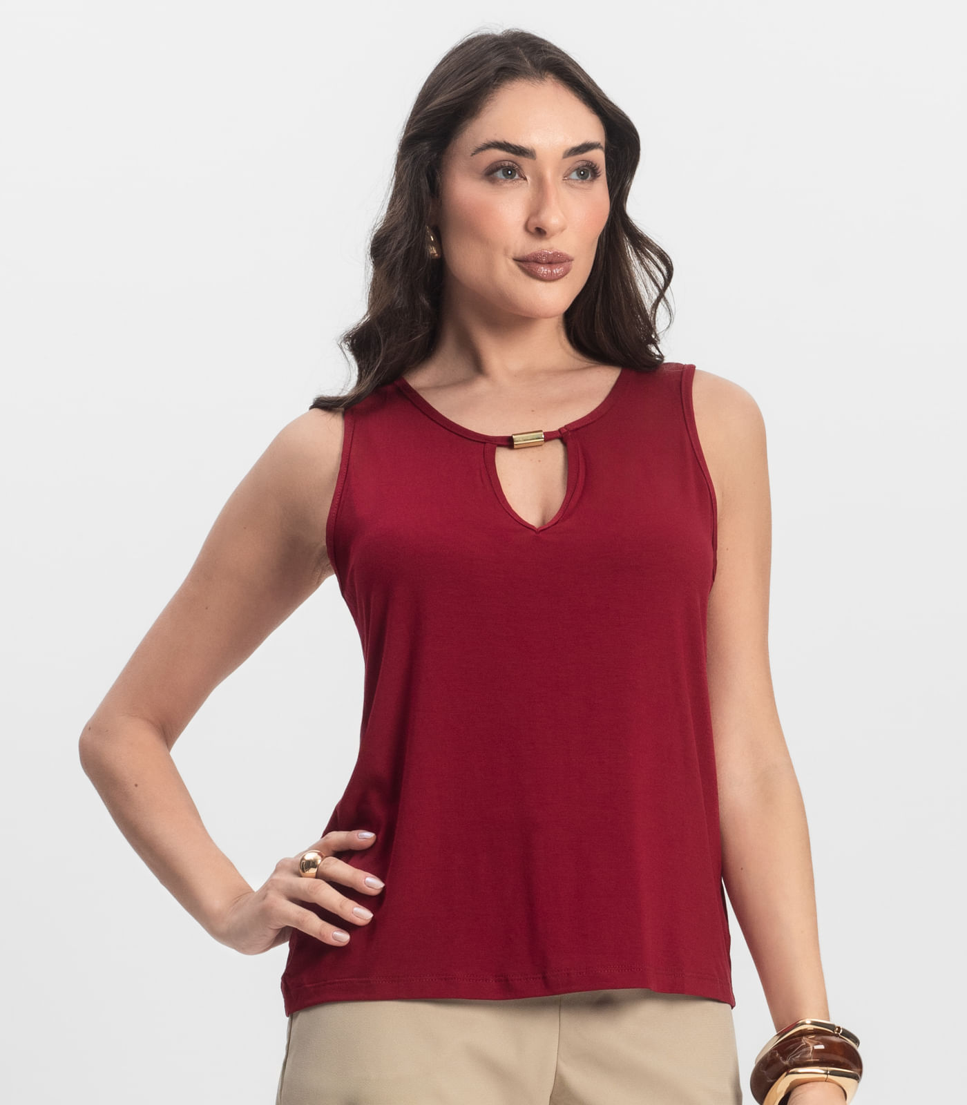 Blusa Feminina Lisa Infinita Cor Vermelho - Imagem 14