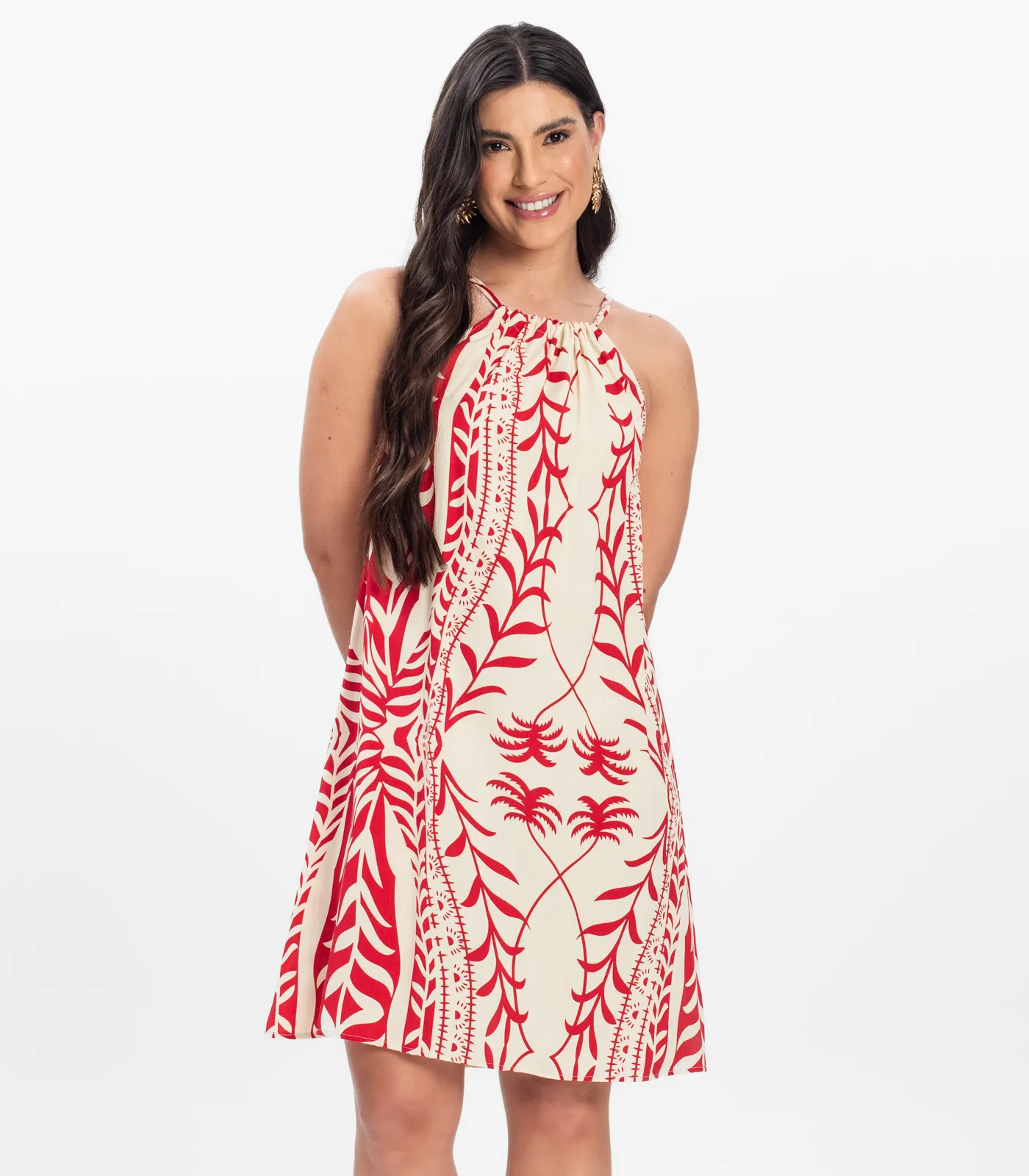 Vestido Curto Feminino Em Viscolinho Select Vermelho - Imagem 5