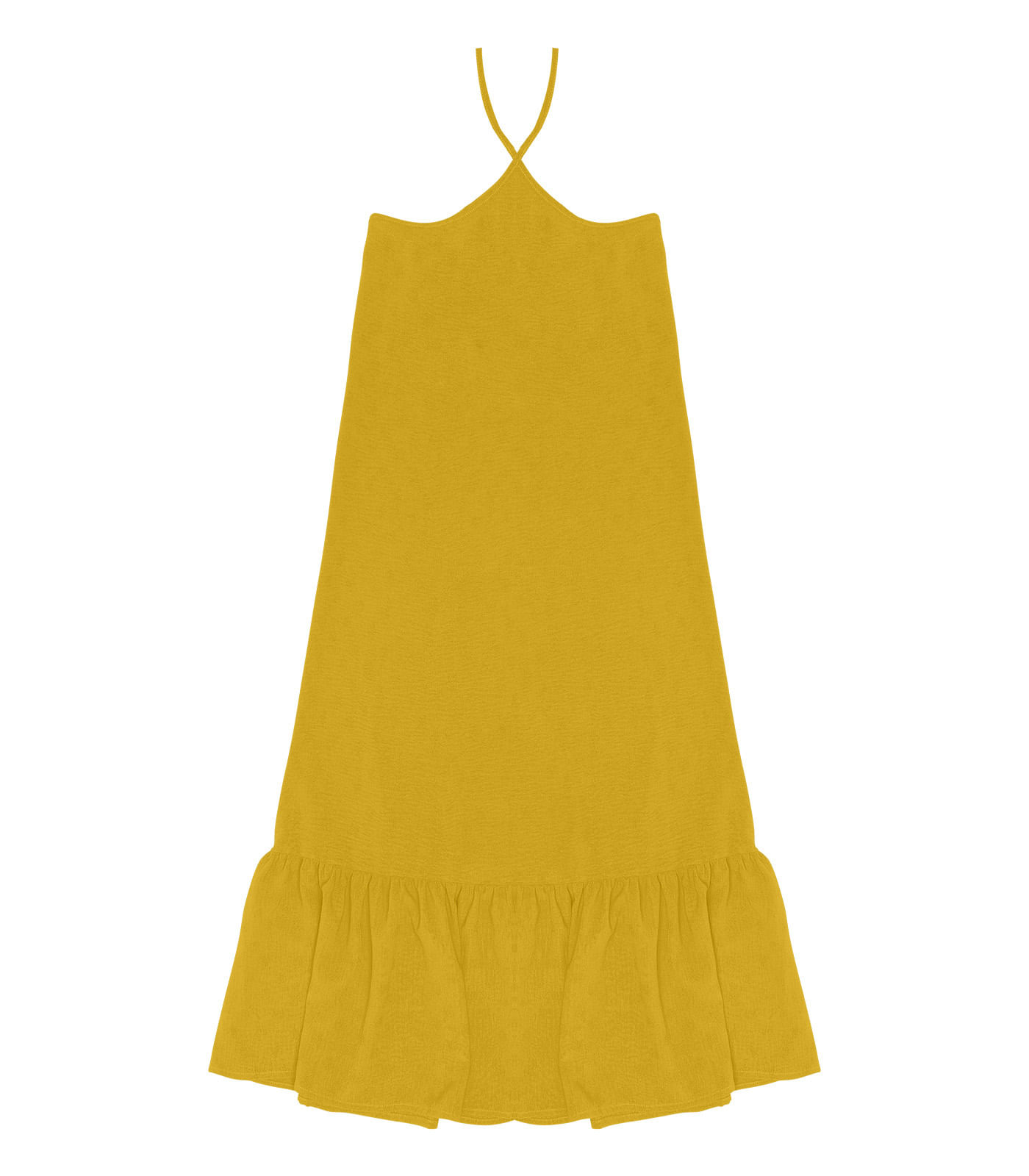 Vestido Midi de Alça e Babados em Air Flow Rovitex Amarelo - Imagem 20