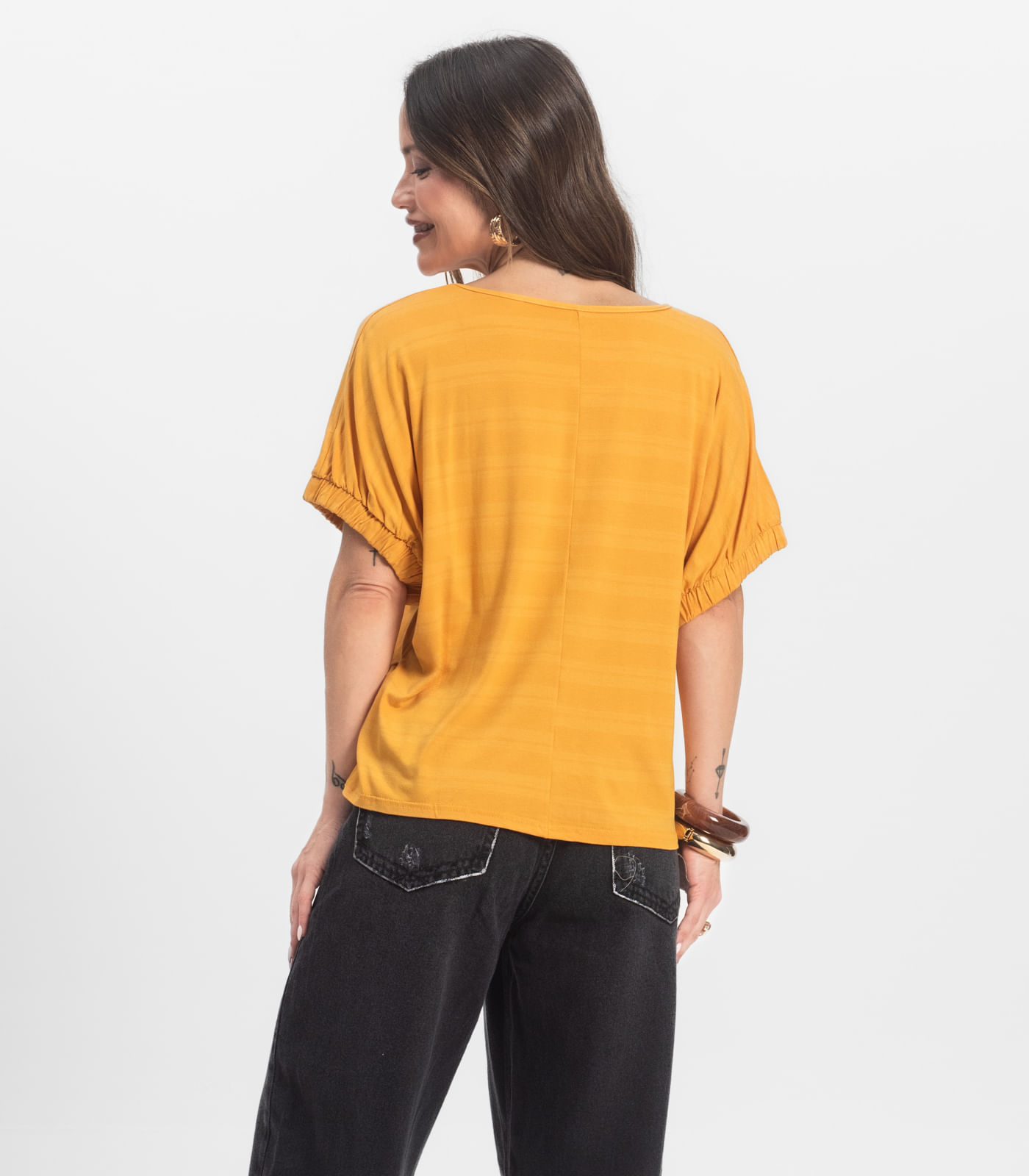 Blusa Viscose Infinita Cor Amarelo - Imagem 7
