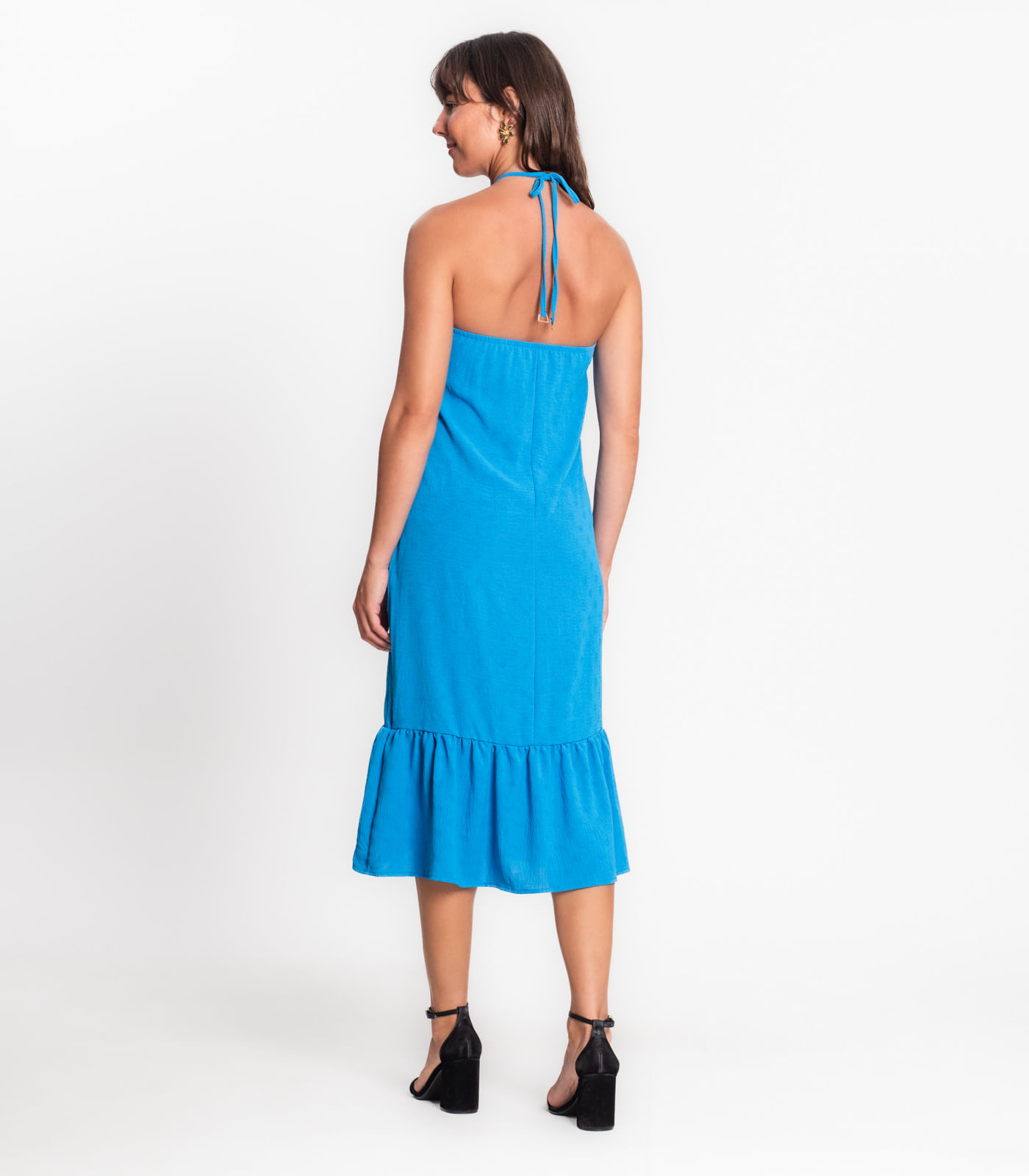 Vestido Midi de Alça e Babados em Air Flow Rovitex Azul - Imagem 15