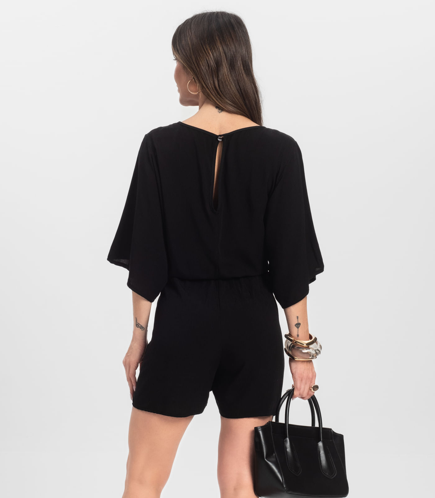 Macaquinho Feminino Viscose Infinita Cor Preto - Imagem 5