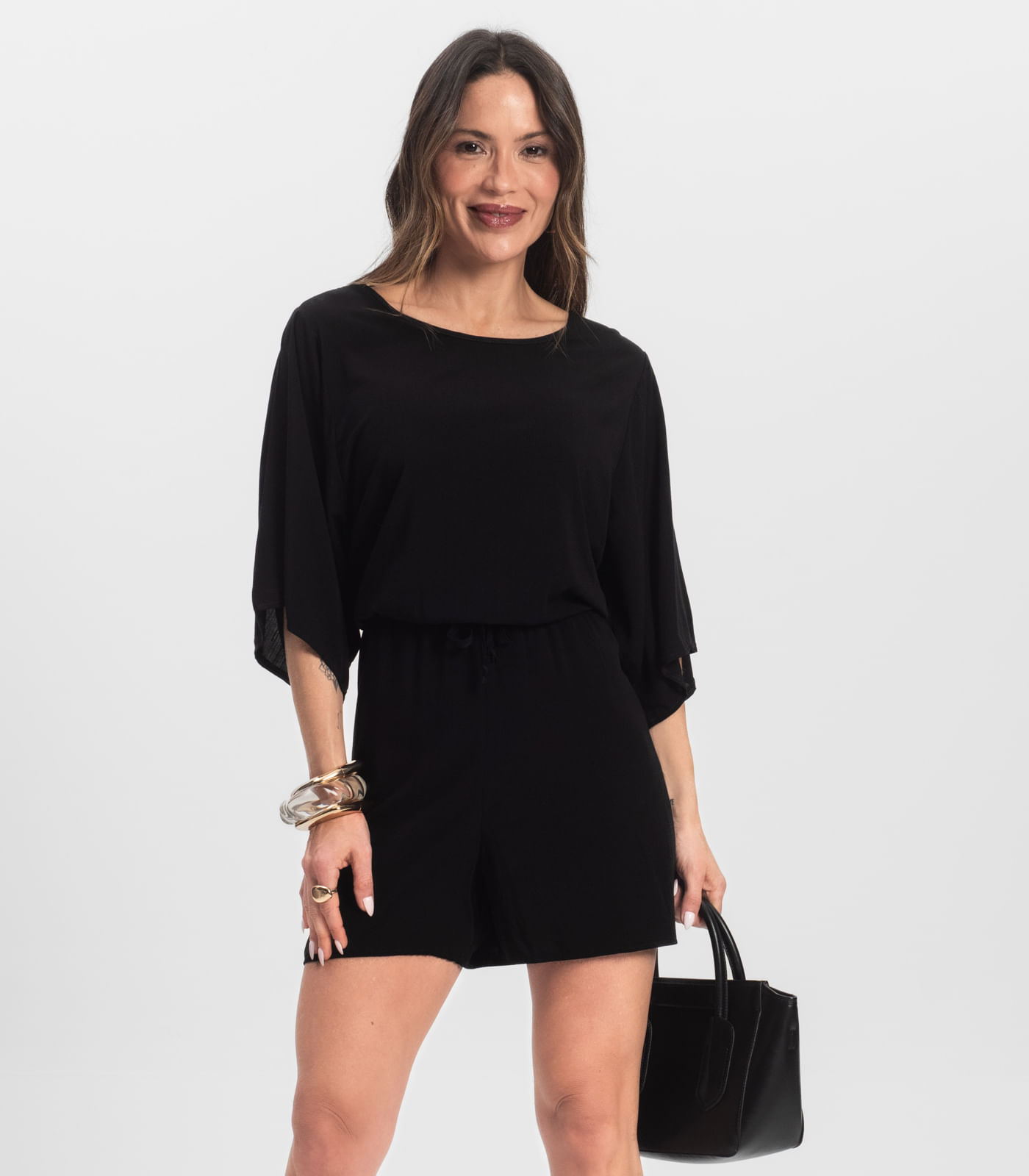 Macaquinho Feminino Viscose Infinita Cor Preto - Imagem 25